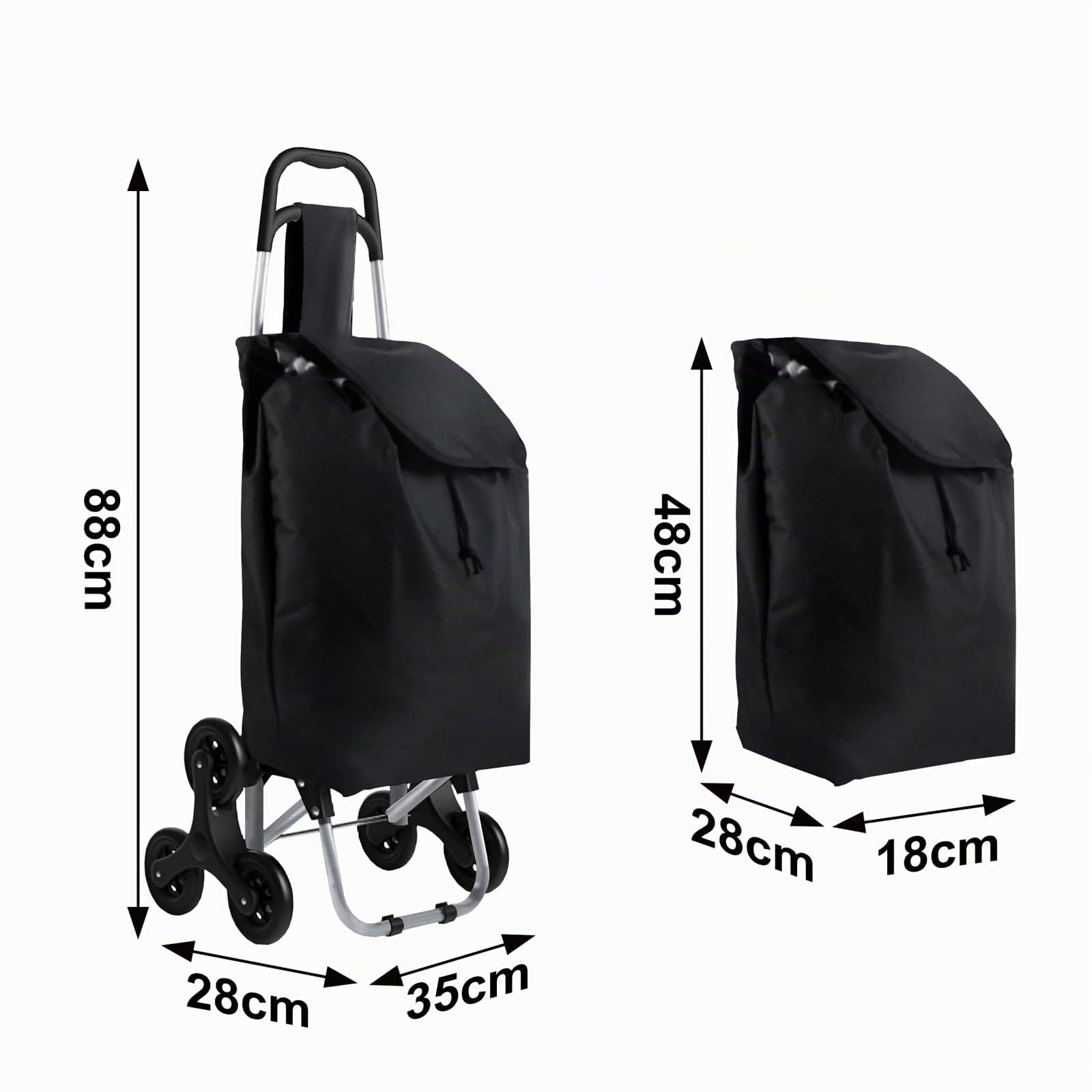 Einkaufstrolley Treppensteiger Klappbarer Einkaufswagen Schwarz Shopping Trolley Einkaufstasche Einkaufsroller