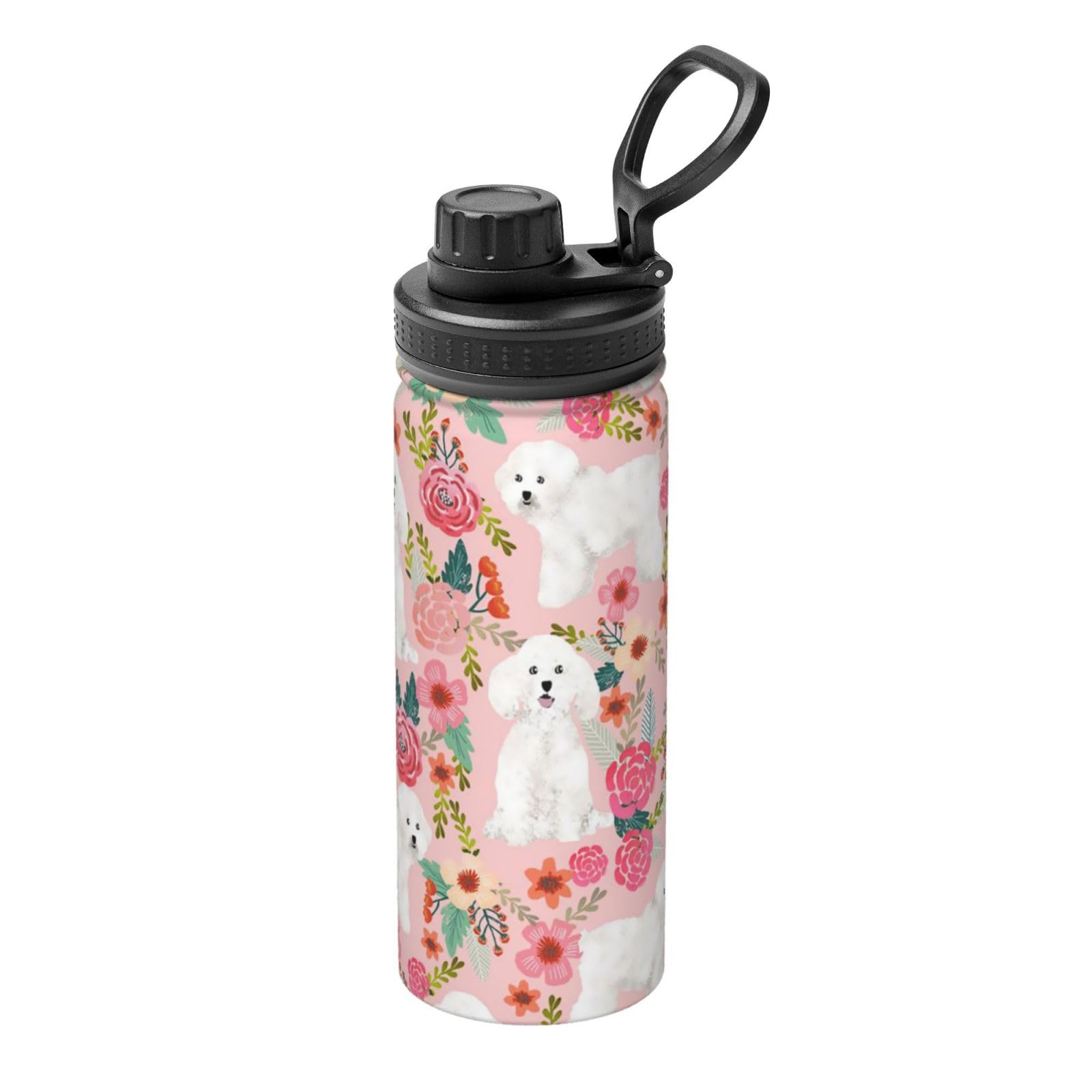 Amazon｜スポーツ水筒 ビション・フリーゼ 犬柄 花柄 スポーツボトル