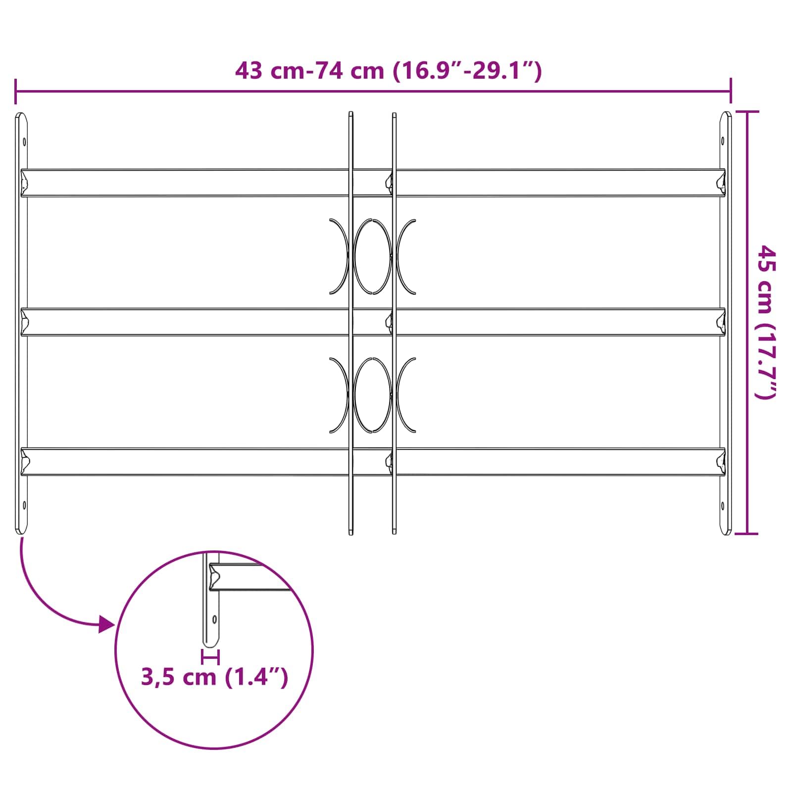 Rejilla de seguridad para ventanas con 3 barras transversales para balcón, planta baja y ventana de bodega -A1