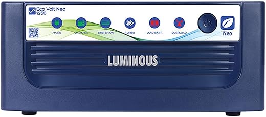 Luminous Eco Volt Neo 1250 Inverter for Home, Office & Shops | 1100VA/12V Pure Sinewave | Reliable Power Backup | Minimum Maintenance | Easy...
