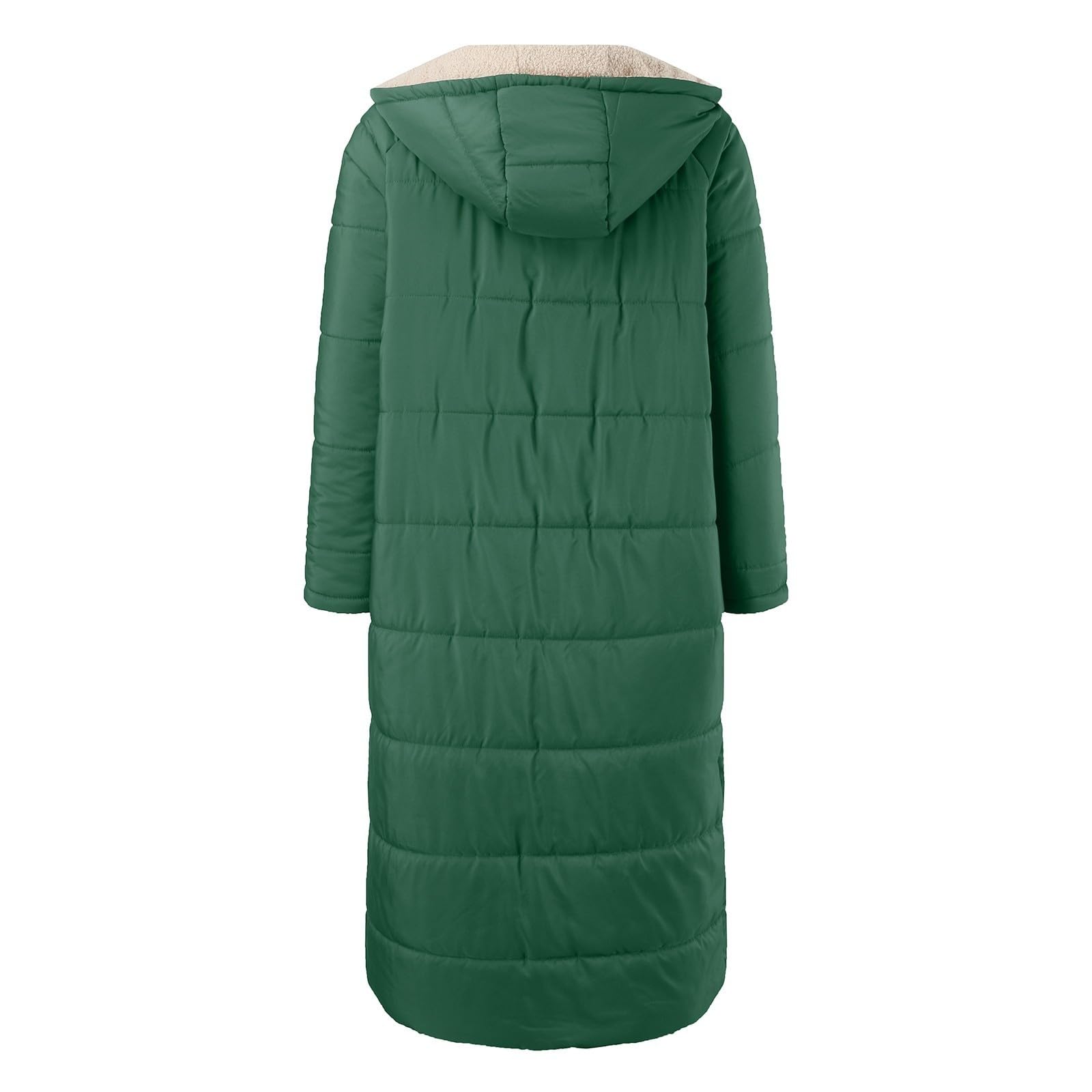 Generisch Cappotto invernale da donna, lungo, invernale, elegante, con imbottitura calda, con tasche, alla moda, con cerniera, piumino con cappuccio