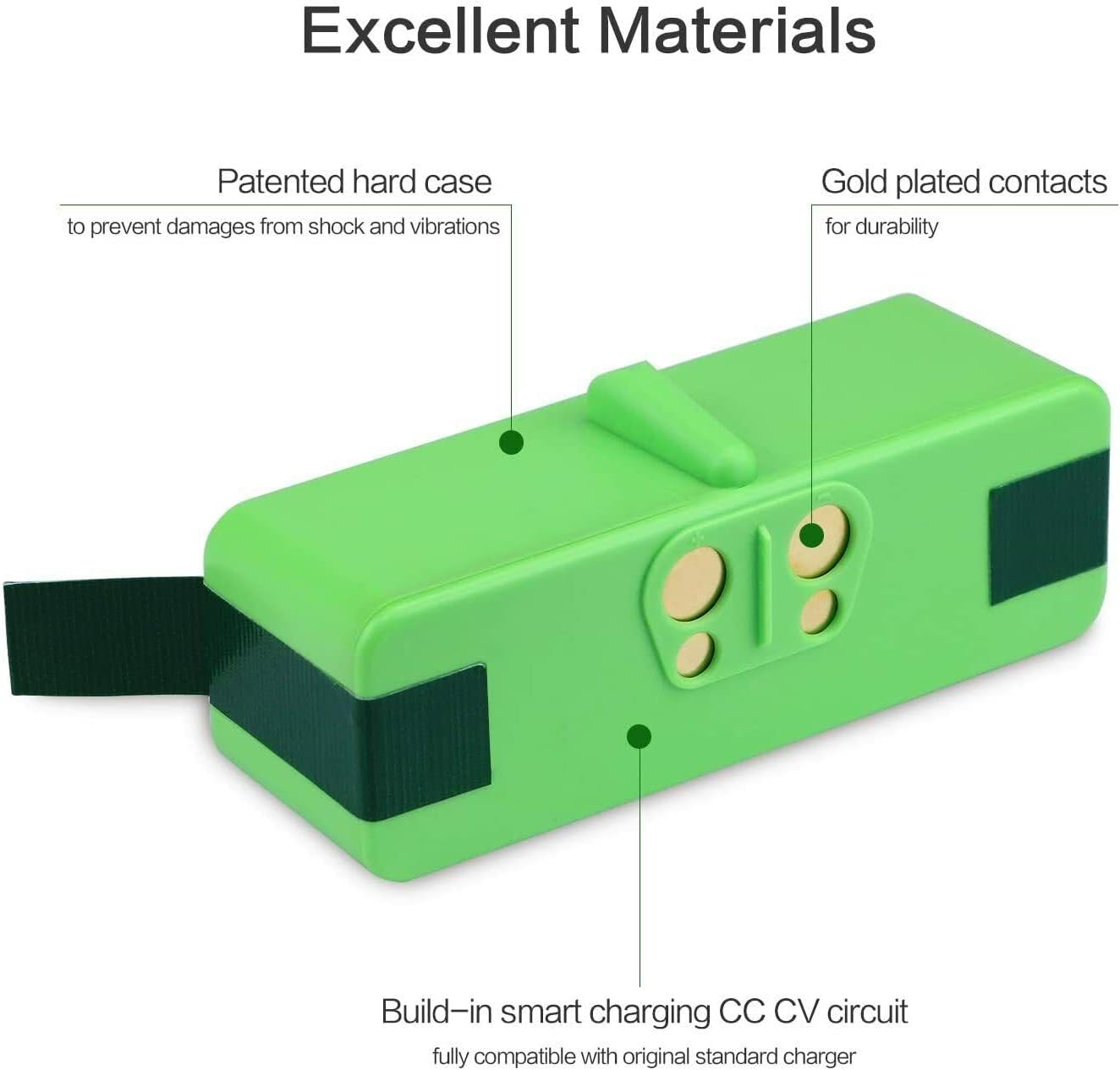 Green For iRobot Vacuum cleaner Parts XLife Extended Life Battery for iRobot Roomba R3 500 600 700 800 Series 530 535 540 550 560 570 580 620 630 660 650 680 760 770 780 790 870 880 (6400mAh Li-ion)