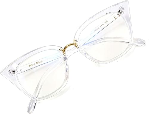 WANWAN Gafas de lectura con diseño de ojo de gato para mujer, marco de moda, para lectores de calidad de gran tamaño (transparente, 2.0 x)