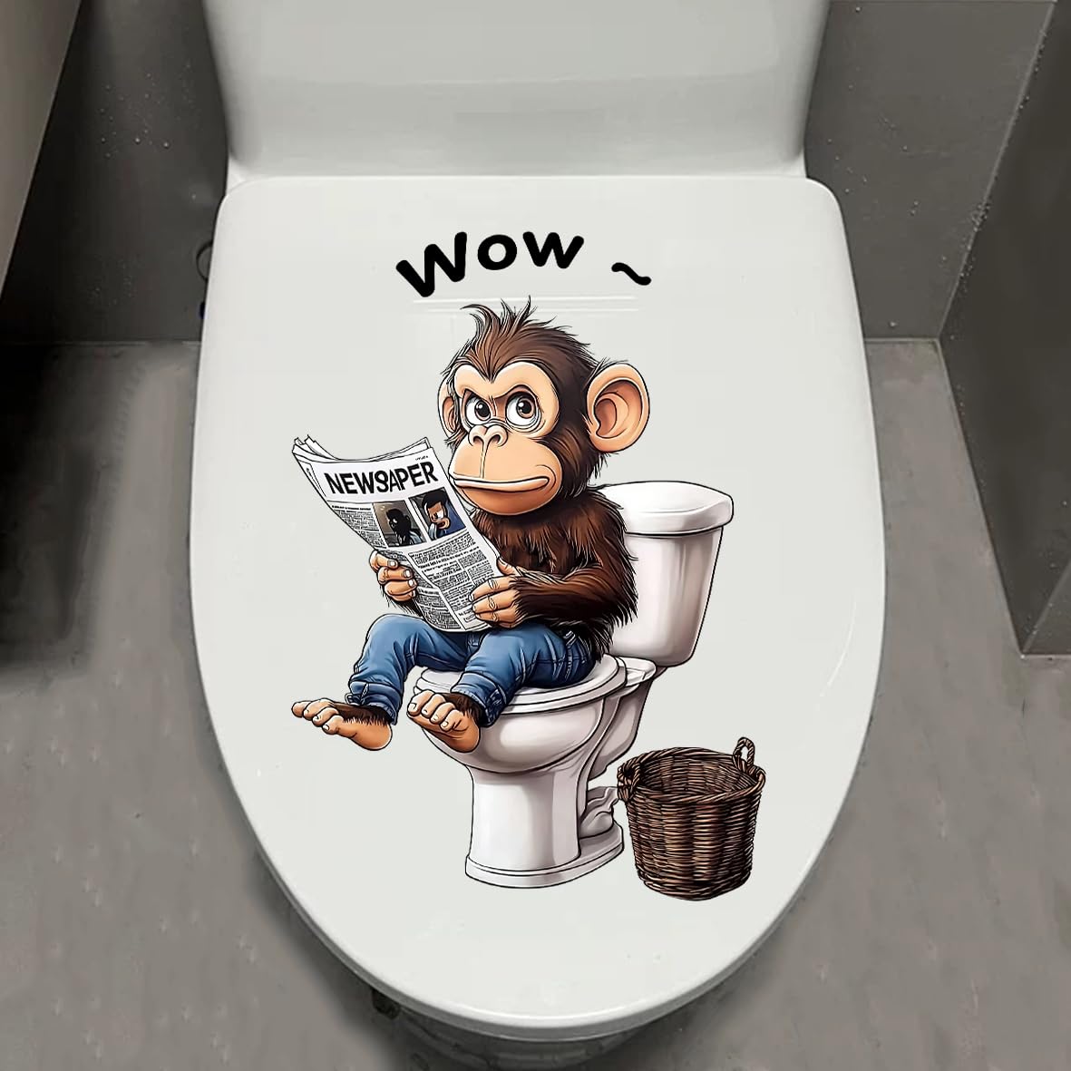 1pcs 3D Animal Toilet Decal - Self-Adhesive Waterproof Removable Dog Cat Bathroom & Door Wall Sticker, Creative Funny Toilet Tank Sticker, Bathroom Accessories (Monkey)