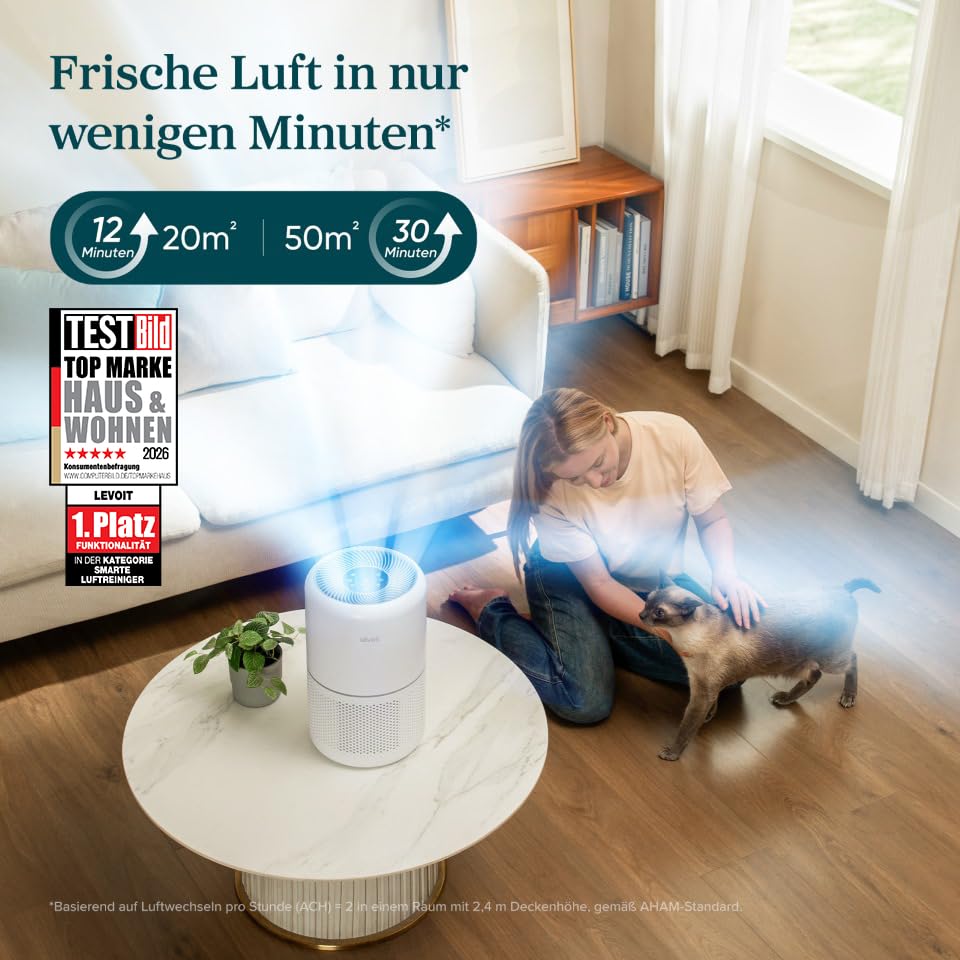 LEVOIT Luftreiniger mit HEPA Luftfilter gegen 99,97 Prozent Schimmel Staub Pollen Tierhaare, Luftqualitรคts-Feedback und Auto-Modus, CADR 240mยณ/h fรผr Raucherzimmer, Air Purifier 22dB Schlafmodus Timer โ Bild 5