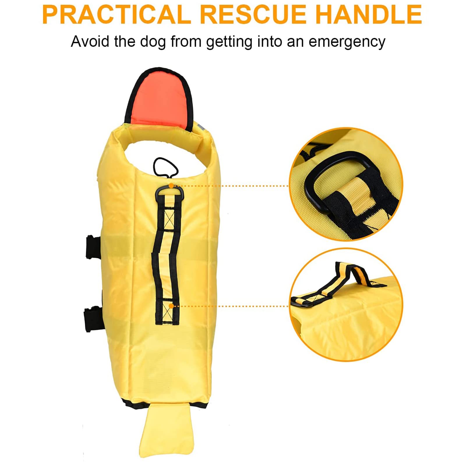 Gilet De Sauvetage Pour Chien, Réfléchissantes Ajustable Gilet De Sauvetage Chien Pratique Et Durable,Gilet De Flottaison Animaux Gilet Natation Avec Poignée Pet Life Jacket,Jaune,XL