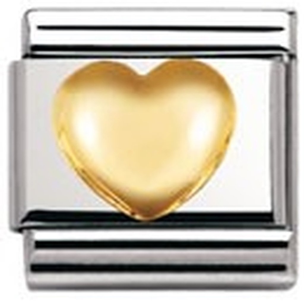 Nomination 030116 Composable Classic Love Charms ze stali szlachetnej i 18-karatowego złota (serce), Stal nierdzewna, Bez kamieni szlachetnych