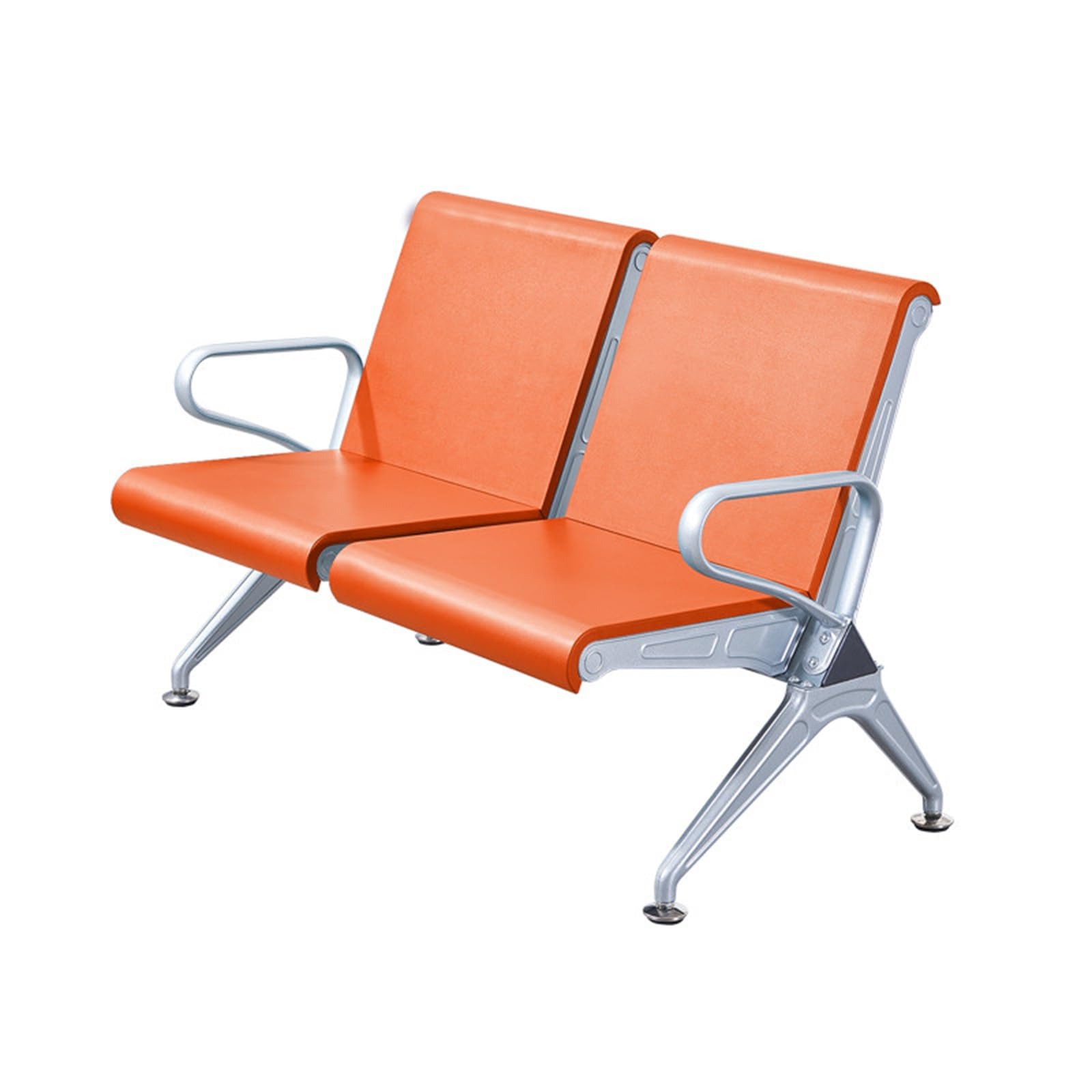 Banco de Espera de Cuero, Banco de Recepción de 2-3 Plazas con Diseño Ergonómico y Estructura de Acero Resistente, Ideal para Aeropuertos, Hospitales, Oficinas y Espacios(Orange,2 Seat)