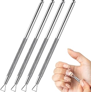 Cuticle Pushers And Nail Polish Remover: 4 Pcs Nail Gel Remover, Dual-Sided Nail Dotting Pen for nails, Manicure Tools Triangle Nail Scraper, Silver, 4.92 Inch
