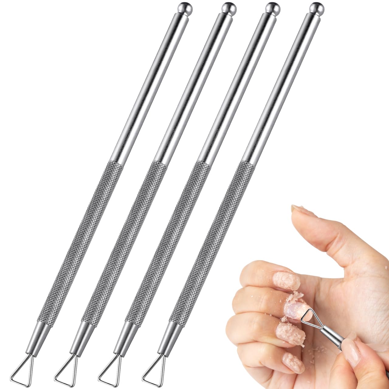 Stainless Steel Cuticle Pusher & Nail Art Tools for Care