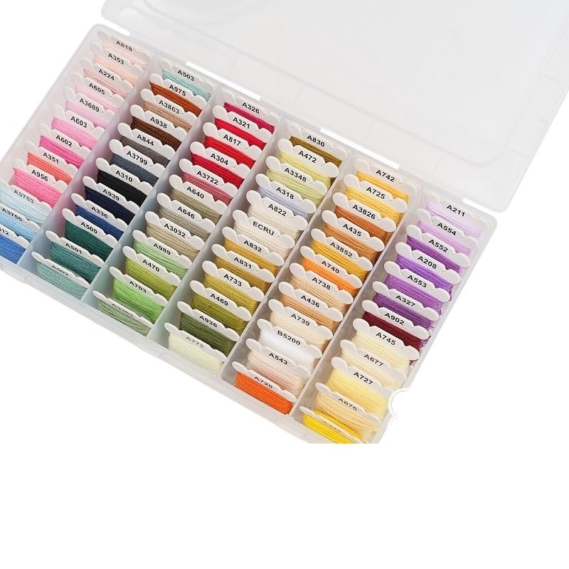Hilo Bordar Hilo de bordar de algodón, hilo de bordar multicolor for coser, juego de hilos de bordar con caja organizadora, 40/80/120 colores Hilos De Bordar(Color:72 colors 8 meters)