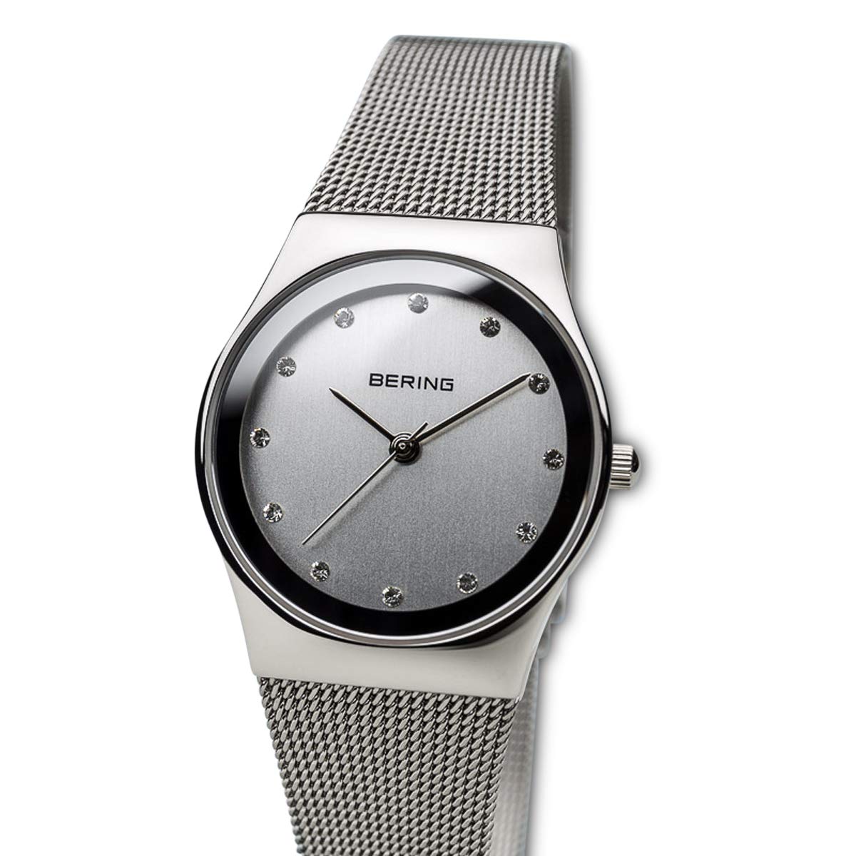 Bering Damen Quarz Uhr | Armbanduhr 27 mm Edelstahlgehäuse und Zifferblatt | Milanaisearmband | Saphierglas | 3 ATM | 12927