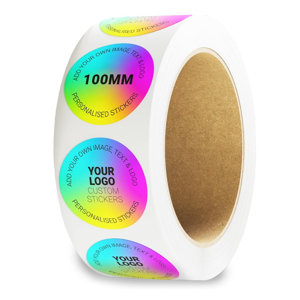 Custom Logo Stickers - Personalised Business Labels - Upload Your Own Design - FSC Paper or Polypropylene Options - UK Printed Brand Labels (Supplied On Rolls) (100, 100mm)