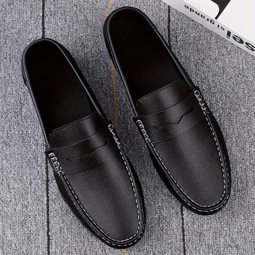 Men's Solid Color Vintage Flat Loafers, Comfortable and Soft Rubber-Soled Men's Outdoor Shoes, Suitable for Business Office outings and Casual wear.3