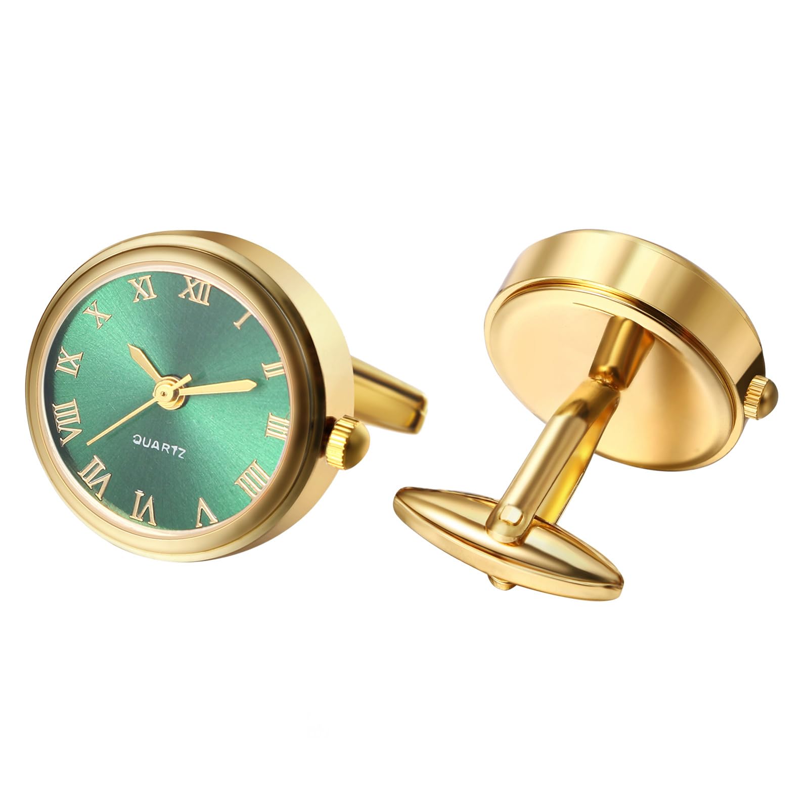 Avaner Men's Clip Cufflinks Watches: Analog Quartz Working Pocket Watch Gold Silver