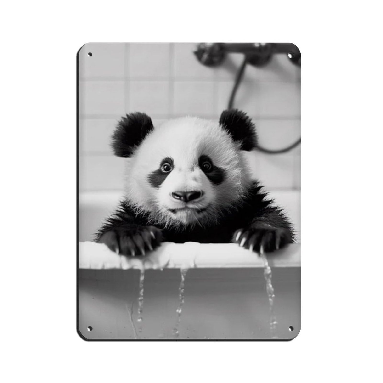 Panda in The Bathtub, Funny Animal Poster (3) Retro Poster Metal Tin Sign Chic Art Retro Iron Painting Bar People Cave Cafe Family Garage Poster Wall Decoration 12x16inch(30x40cm)