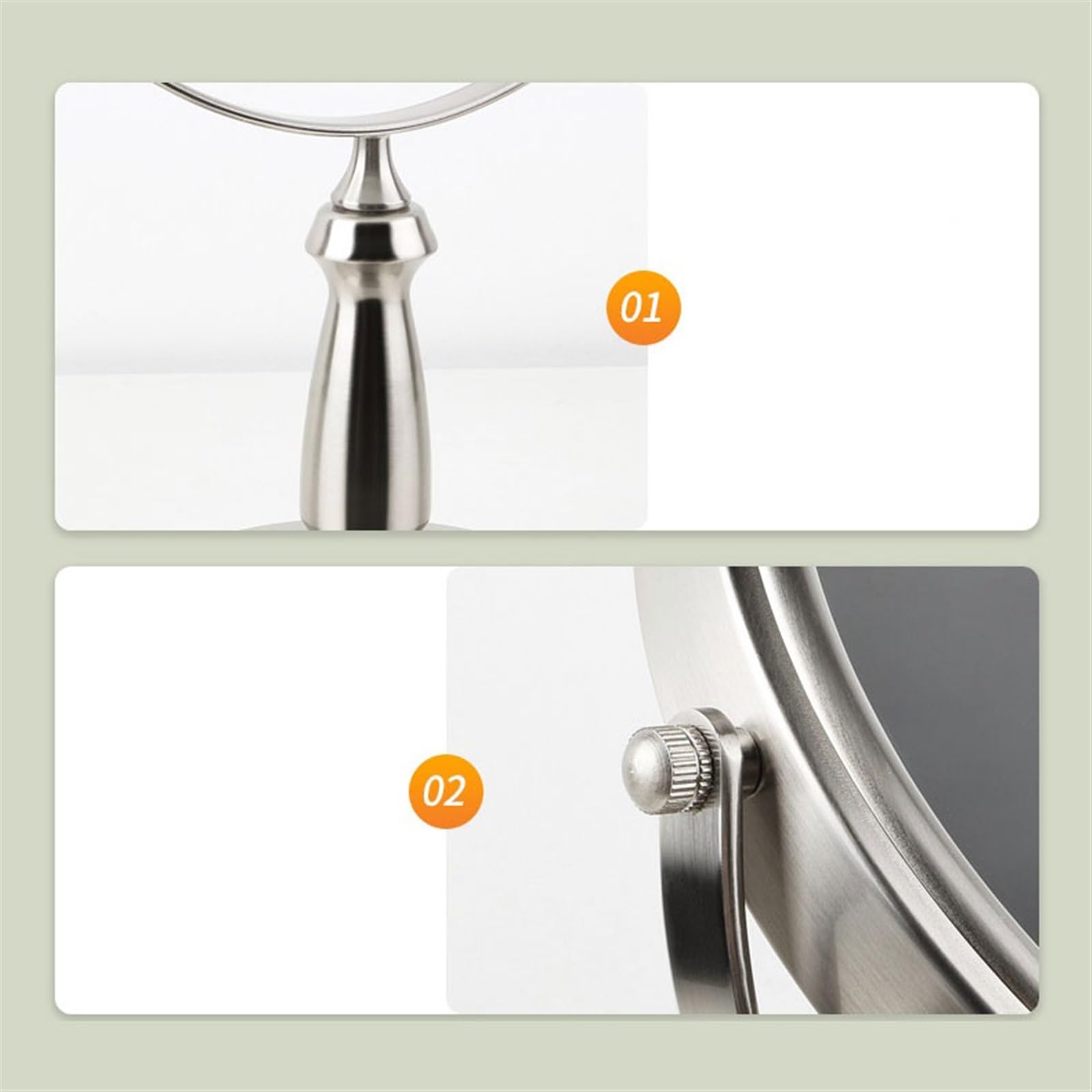 lusterko， Lustro do makijażu HD Metalowe dwustronne powiększające Lustro do makijażu na biurko Lustro do makijażu do sypialni w domu Lustro do makijażu na biurko Lustro kosmetyczne