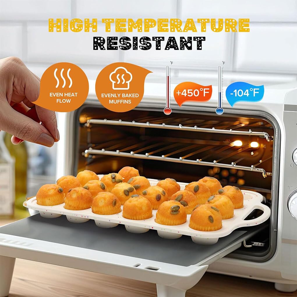 Mini molde para muffins de silicona sin BPA para una limpieza fácil y un horneado más saludable, Mini molde para muffins de silicona, Gel de sílice, color arroz