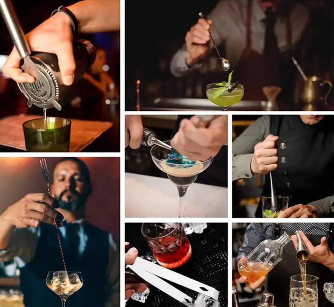 Shaker À Cocktail pour Mélanger Boissons Kit De Barman, Shaker À Cocktail, Ensemble Mélangeur De Boissons avec Outils De Bar, Cuillère À Mélanger Muddler pour Bar Fête(B)