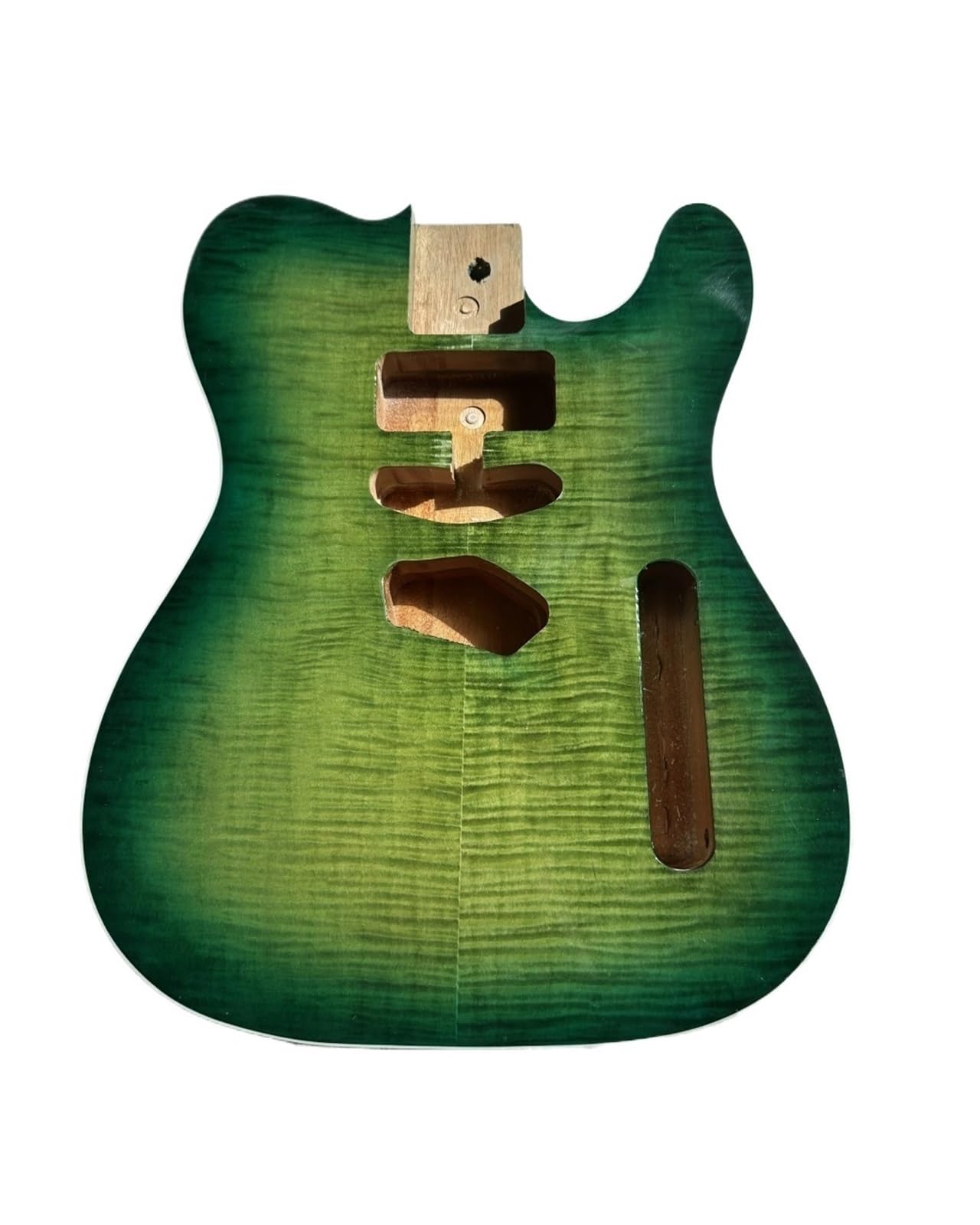 Corpo della chitarra, finitura lucida, acero spalted fiammato, legno di mogano africano, parte fai da te, alcuni graffi difettosi, con bordo, 5,6 cm(Green)
