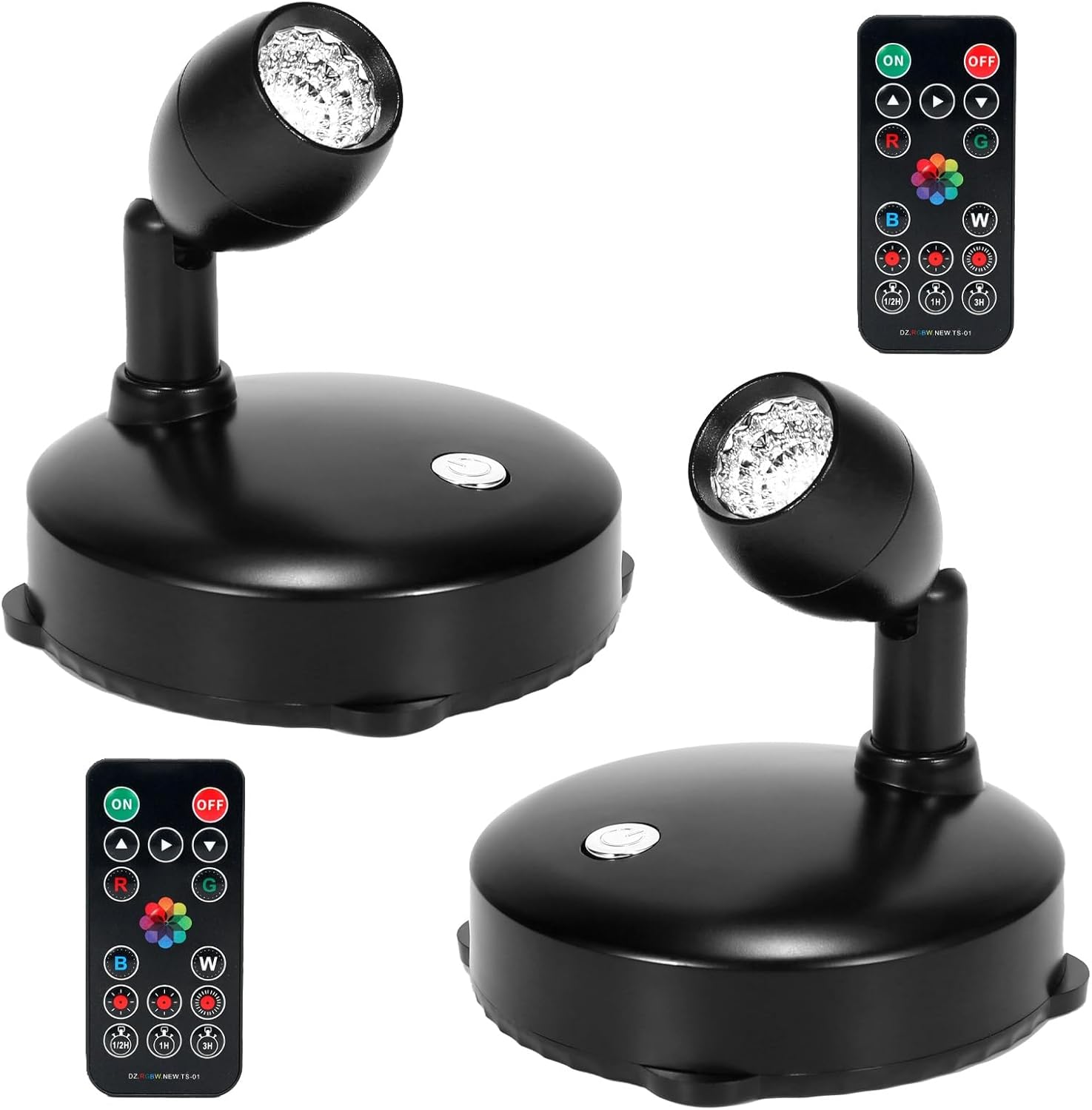 Cordless Spotlight Battery Operated, RGB Accent Lights with Remote, Dimmable Spot Light for Indoor Plant Tree, Stick Up Lighting for Picture Painting Dartboard Wall Decor Art Photo