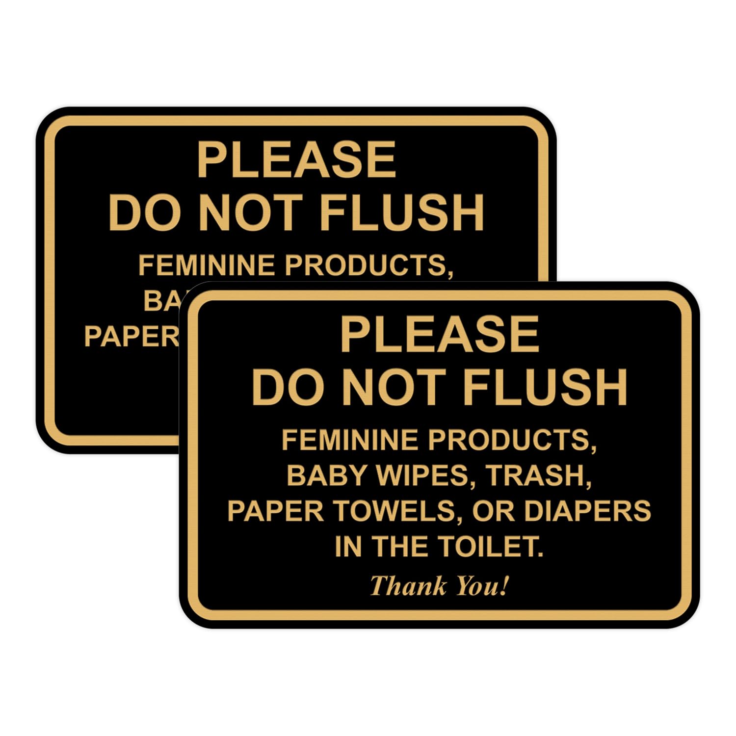 All Quality Classic Framed Please Do Not Flush Thank You Bathroom Etiquette Sign - 6" x 8" (Black-Gold) 2 Pack
