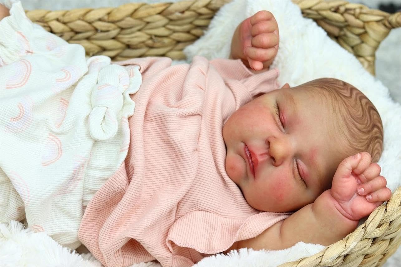 Zero pam Reborn Puppe Mädchen 50cm Reborn Baby Vollsilikon Lebensechte Babypuppe Wie Echtes Newborn Baby Puppe Realistische Puppen Mit Augen Geschlossen
