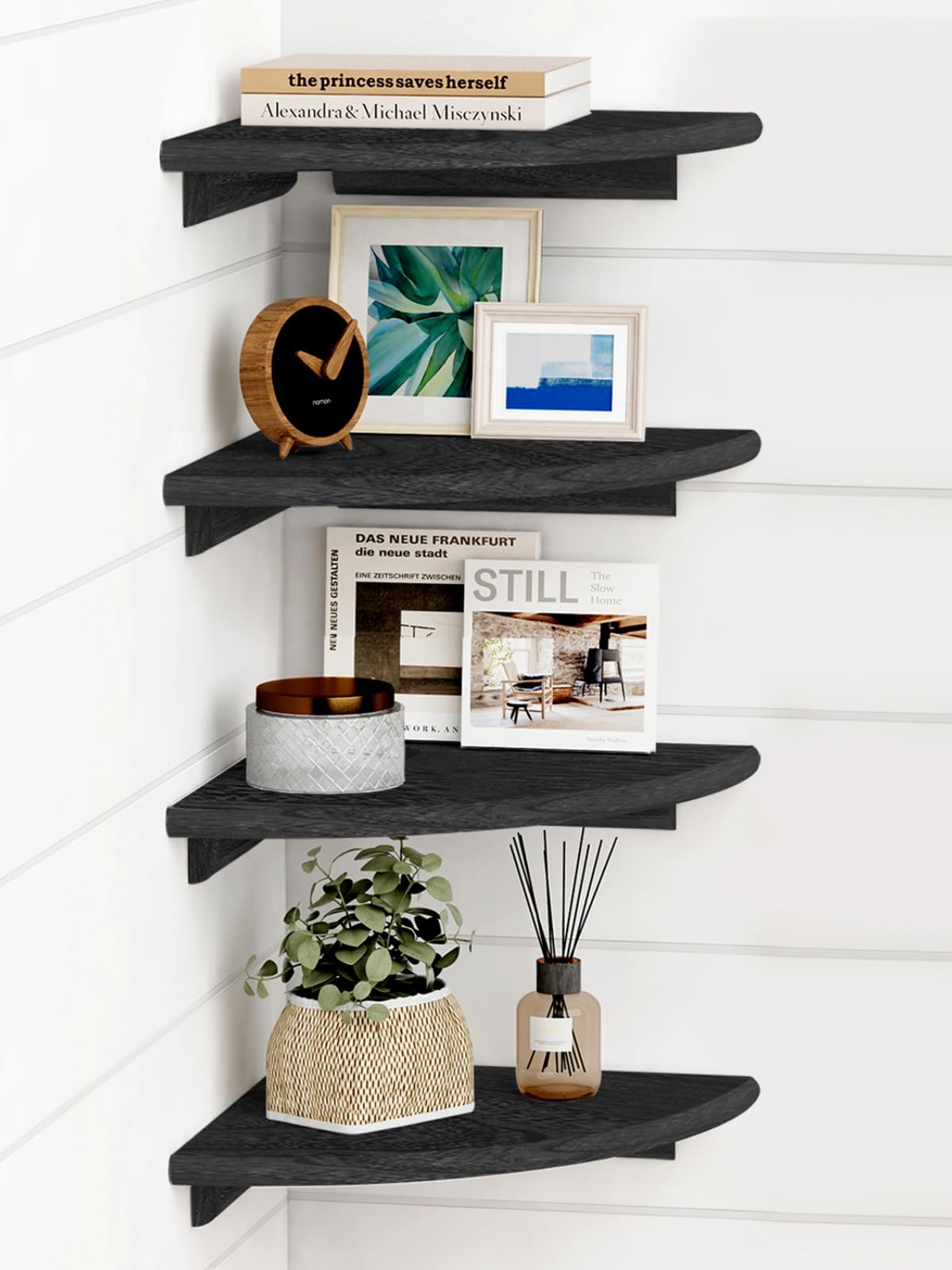 Floating Corner Shelves Black