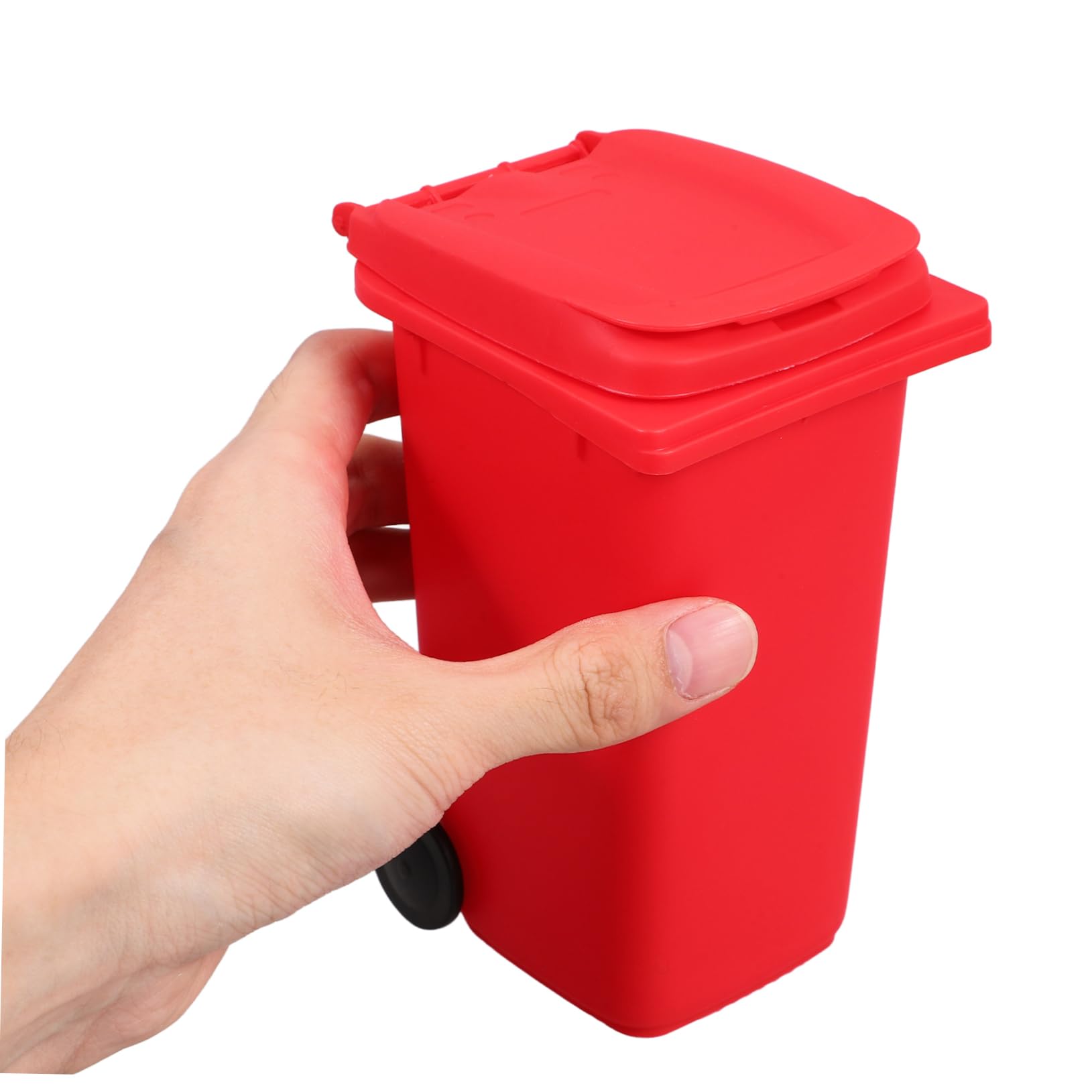 Operitacx 12stücke Mini Mülleimer Für Schreibtisch Schwarz Blau Grün Rot Kawaii Abfalleimer Mit Deckel Und Stylischer Stiftehalter Und Aufbewahrung Für Bürobedarf