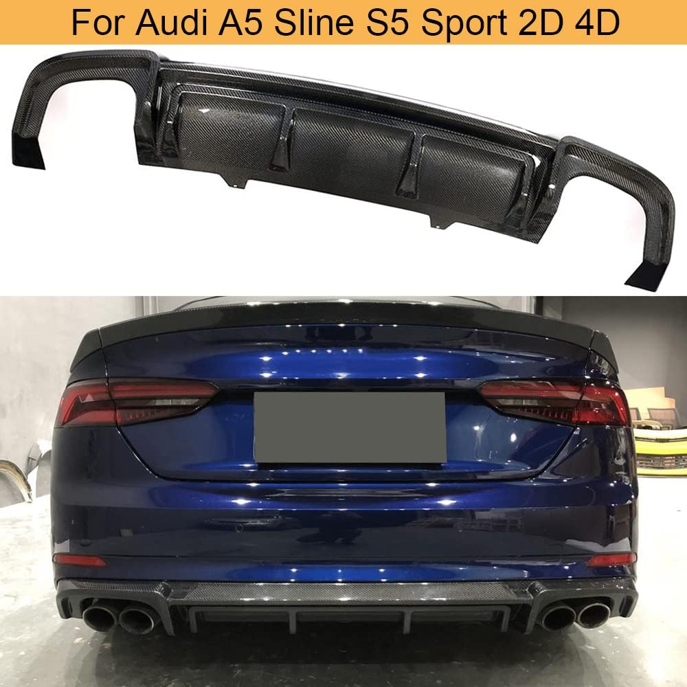 Diffuseur de Pare-Chocs arrière de Voiture Diffuseur à la lèvre for Audi A5 Sline S5 Sport 2D 4D 2017 2018 Diffuseur de Pare-Chocs de Voiture Diffuseur Spoiler Lèvre Fibre de Carbone
