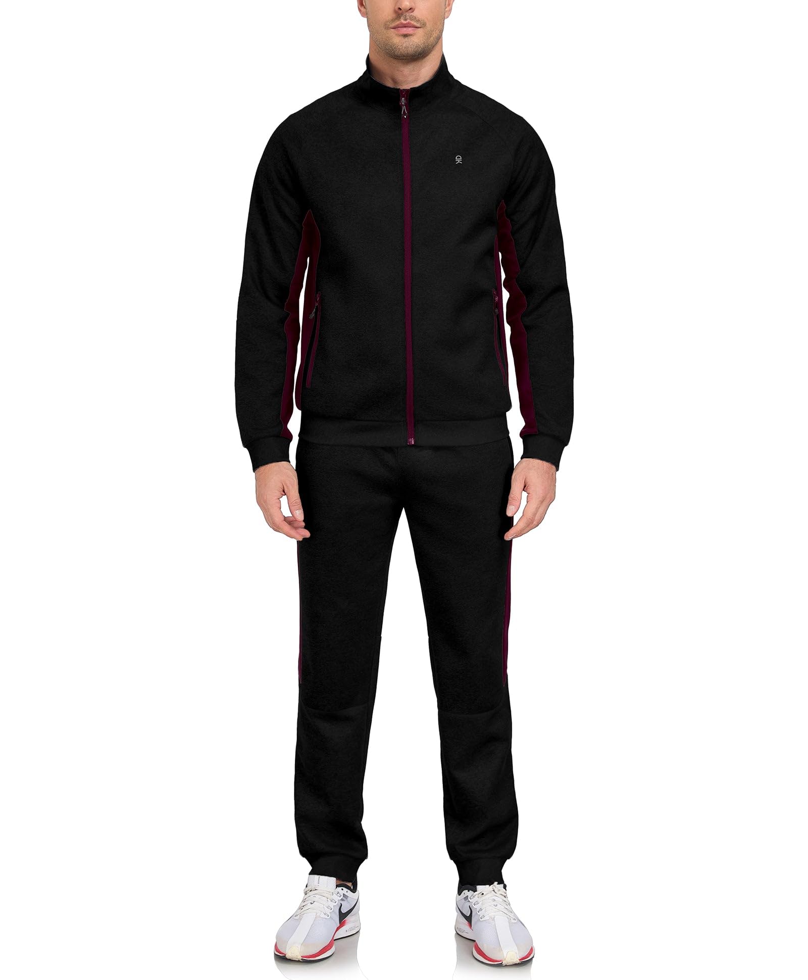 Little Donkey Andy Męski dres treningowy, 2-częściowy dres do biegania z zamkiem błyskawicznym, kurtka i spodnie do biegania, dres sportowy z długim rękawem, do fitnessu, na siłownię, piłkę nożną i do