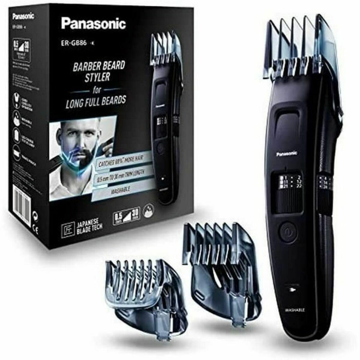 Panasonic ER-GB86 Barttrimmer, High-Torque DC Motor, 58 Längeneinstellungen, Waschbar, Kabellos