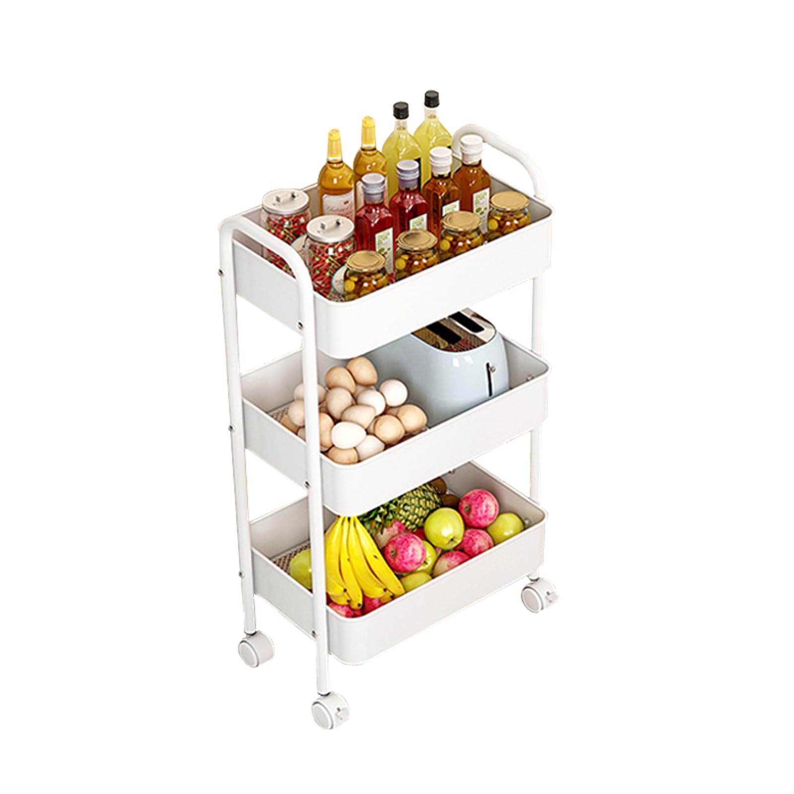Carrello a 3 livelli con piano di lavoro, design sottile, per artigianato, cucina, casa e ufficio