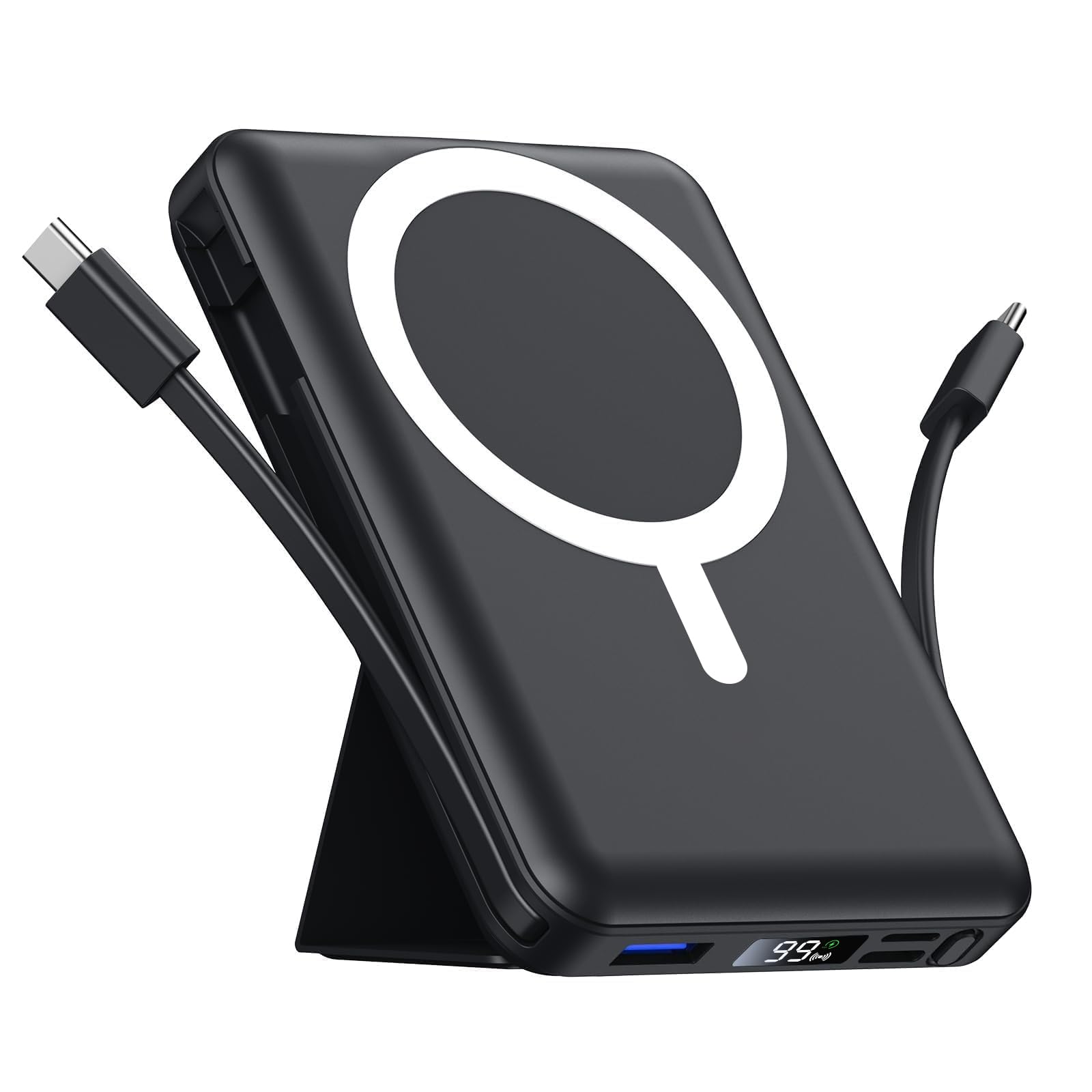 Azmuth for MagSafe Portable Charger, 10000mAh Magnetic Power Bank with 20W PD USB-C Fast Charging LED Display for MagSafe Battery Pack, Magnetic Travel Charger for iPhone 17/16/15/14/13/12 Series