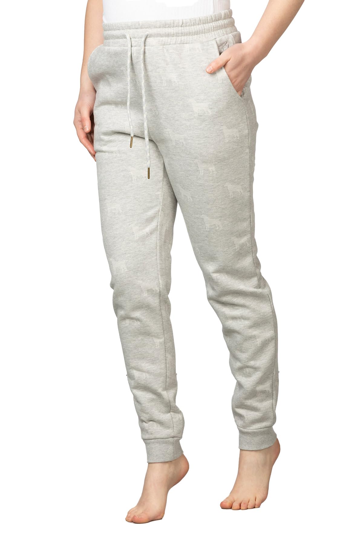 Rydale Women's Grey Dog Joggers Woven Loungewear Jogging Bottoms Cuffed Lounge Pants Trousers (Uk, Numeric, 10, Regular, Regular, )