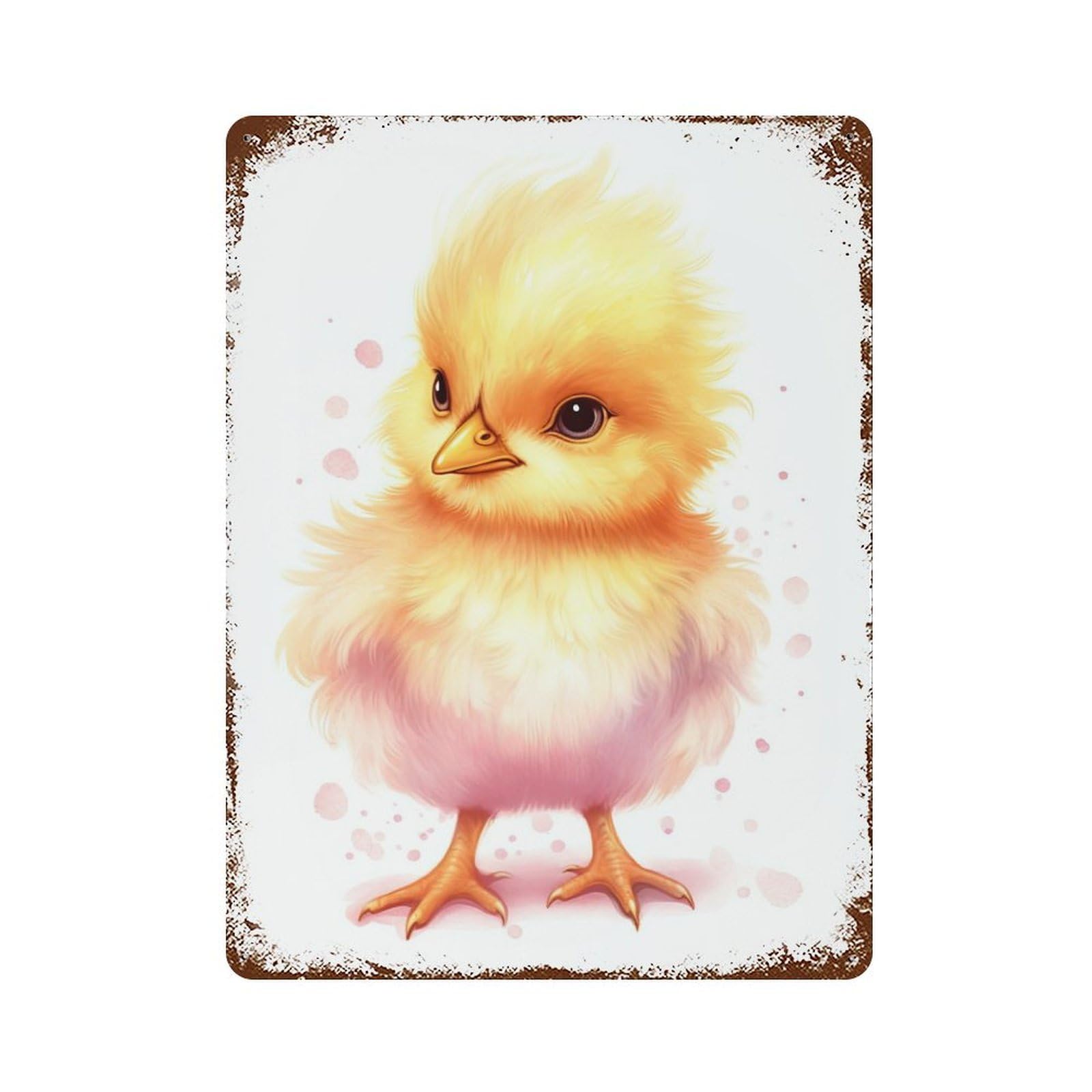Watercolor Baby Chicken Vintage Rust Metal Sign 15.7"x11.8", Farmhouse Wall Decor for Garage, Pub Or Kitchen