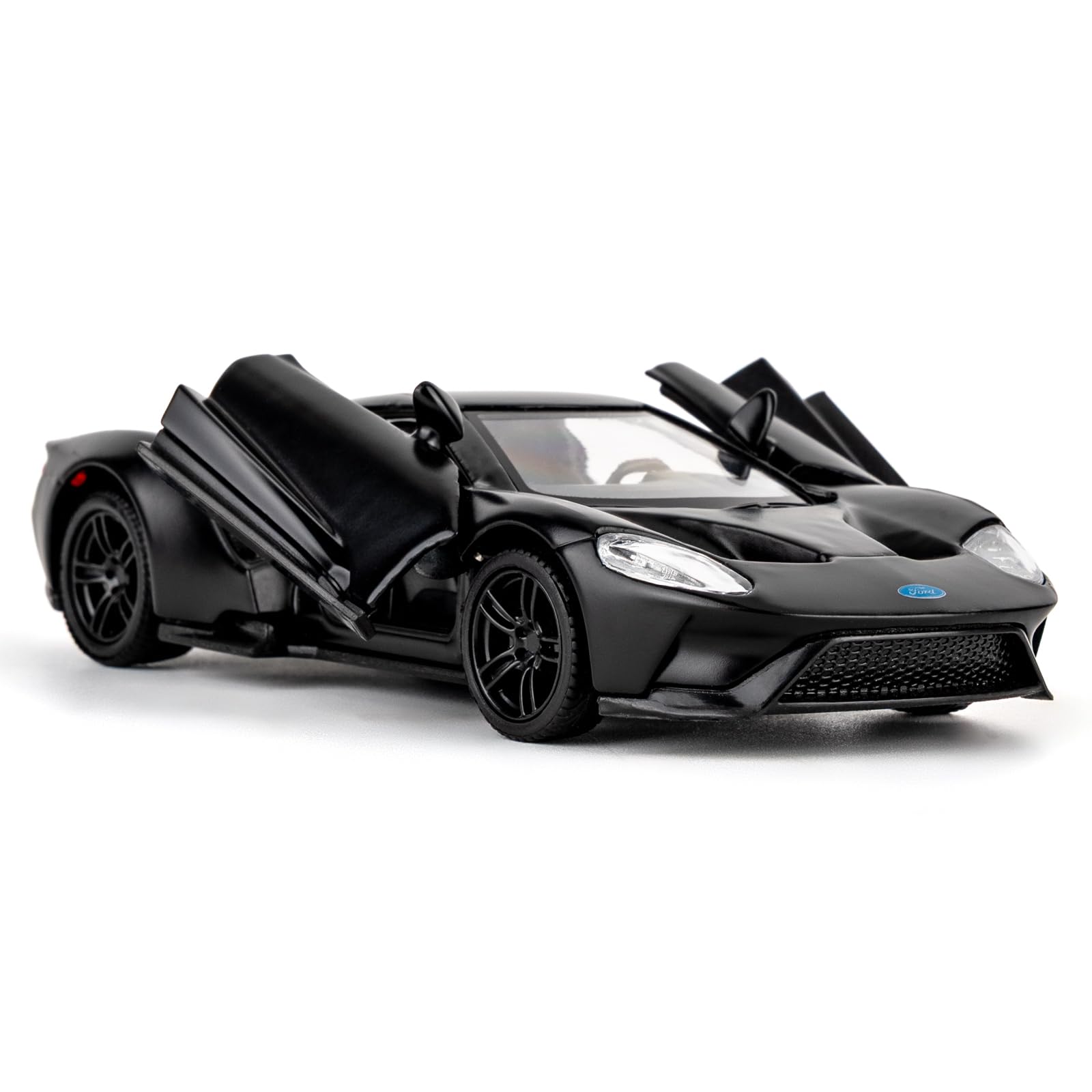 BGHSCA 1/36 Toy Car Compatible with Ford Gt Diecast Model Car, Pull Back Vehicles for Kids Boys Girls 3+ Years Old Gift(Matt Black)