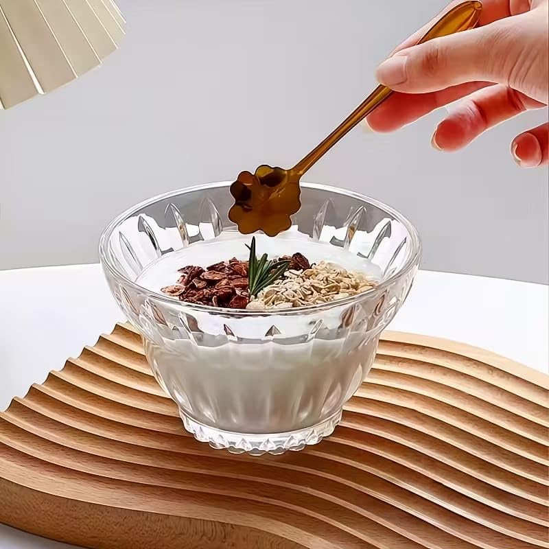 Image of PrimeWorld 350ml Ice Cream Glass Cups - Set of 6 | Dessert, Milkshake, Fruit & Pudding Serving Bowls | Elegant Glass Dishes for Home, Restaurants & Parties | Dishwasher Safe