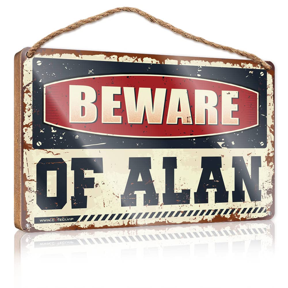 YYHLEH Farmhouse Decor Signs Beware Of Alan Wooden Sign(20X30CM)
