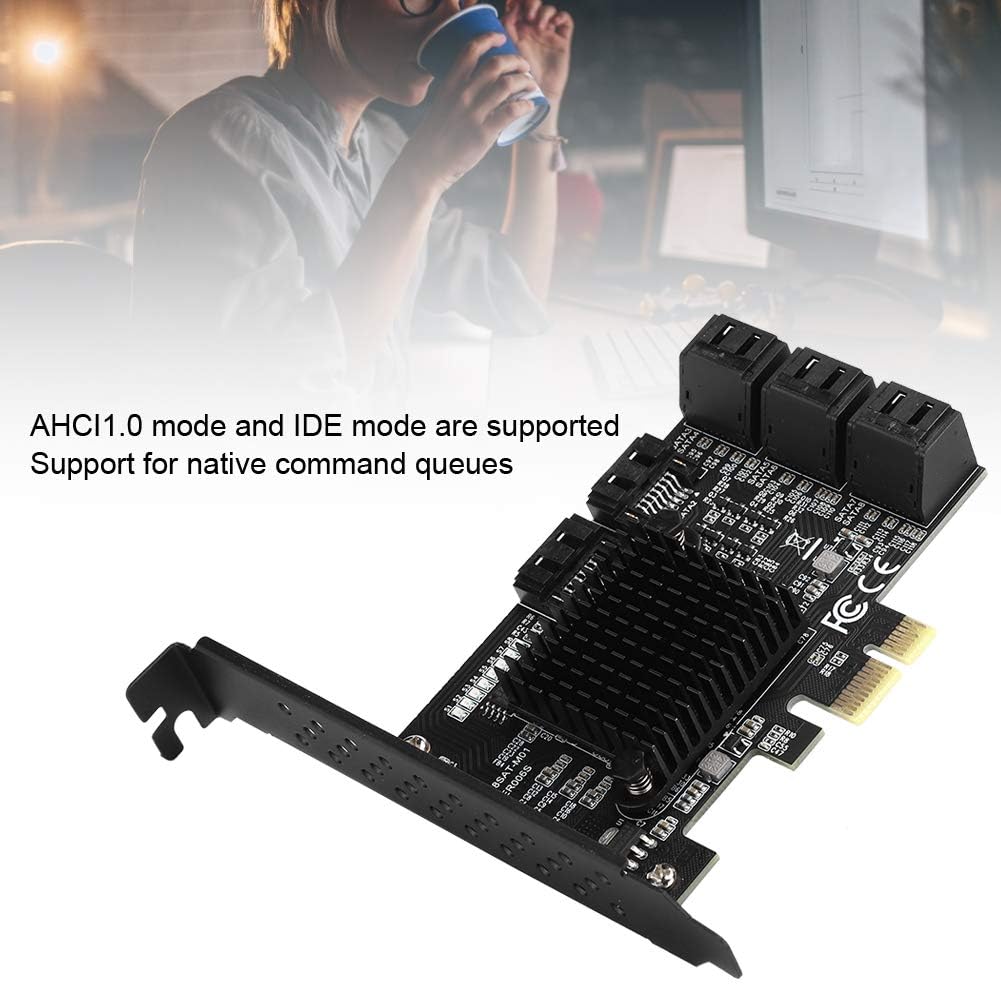 Dpofirs PCE8SAT-M01 - PCI-E zu SATA 3.0-Karte, 8-Port-SATA3.0-Erweiterungskarte, Kompatibel mit SATA6G/3G/1,5G Festplatten,PCI-E 1x/2x/4x/8x/16x Schnittstelle