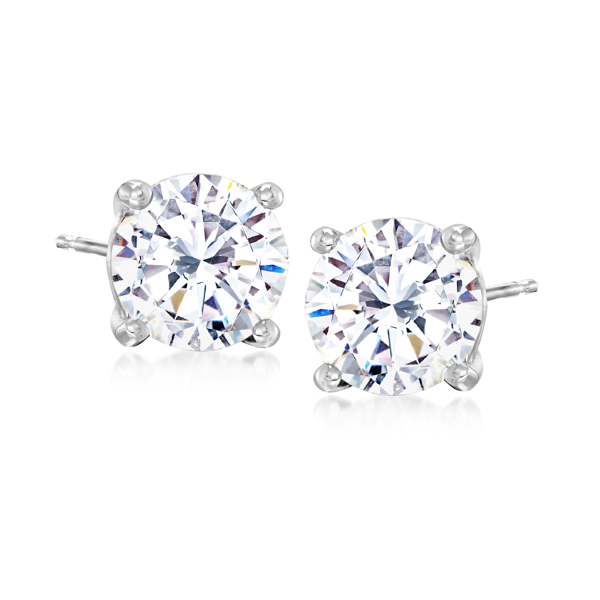 Round CZ Stud Earrings in 14kt White Gold