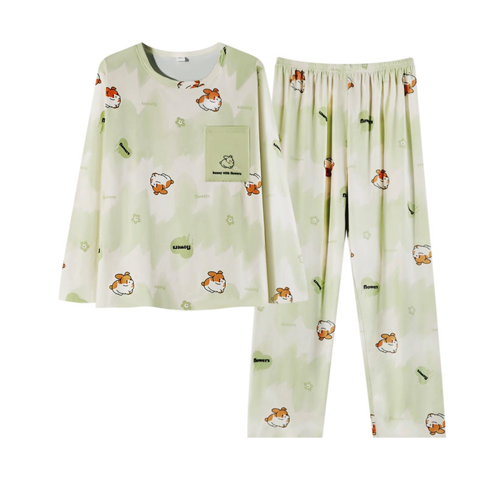 Pajamas for Women Set 2 Piece Casual Cute Long Sleeve Cotton Printed Pj Lounge Sets 2026 Soft Loungewear