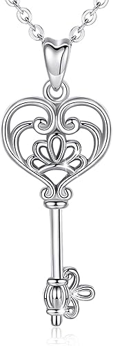 EUDORA Collar de plata de ley con colgante de llave de felicidad de VA Bless de 180in regalo para mujeres esposa madre hija cadena de 180in EUDORA Collar de plata de ley con colgante de llave de felicidad de VA Bless de 180in regalo para mujeres esposa madre hija cadena de 180in