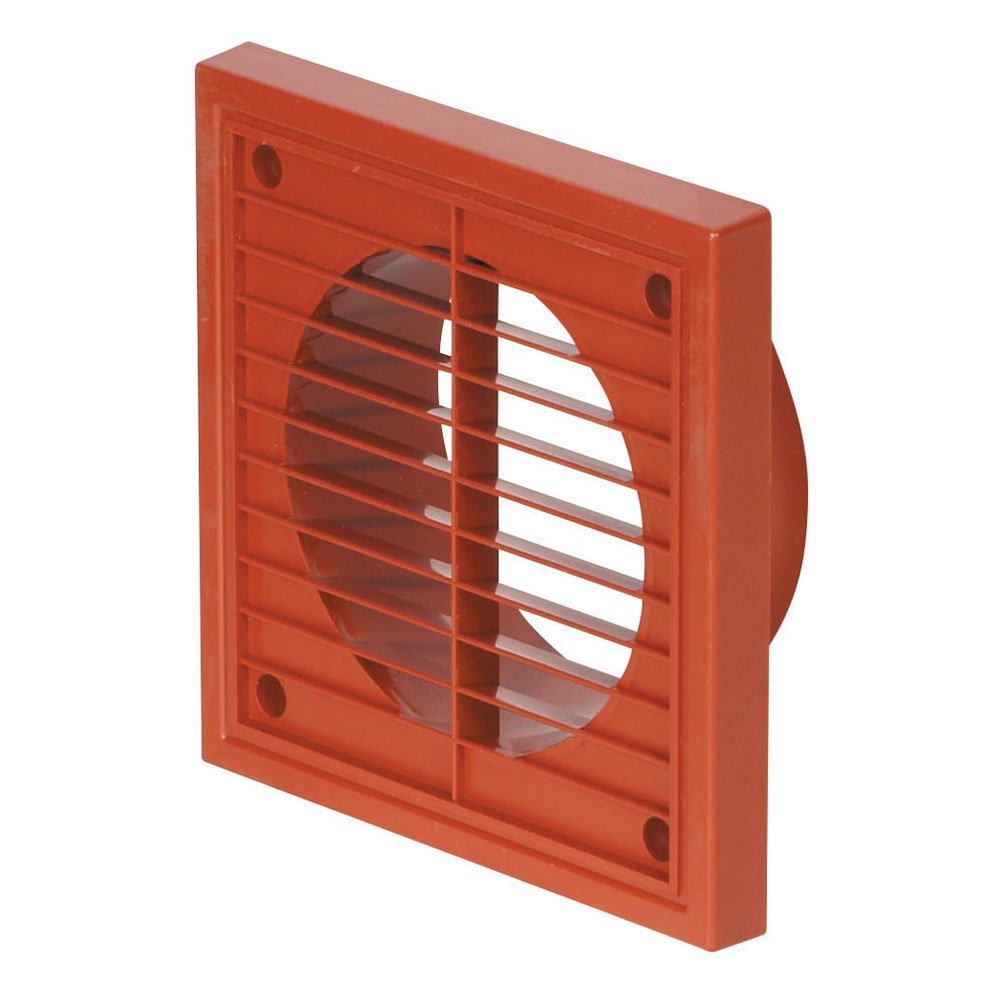 Airflow® External Wall Vent Cover - Terracotta Plastic Grille for 150mm / 6" Ducting - Weatherproof Air Outlet - 187mm x 187mm