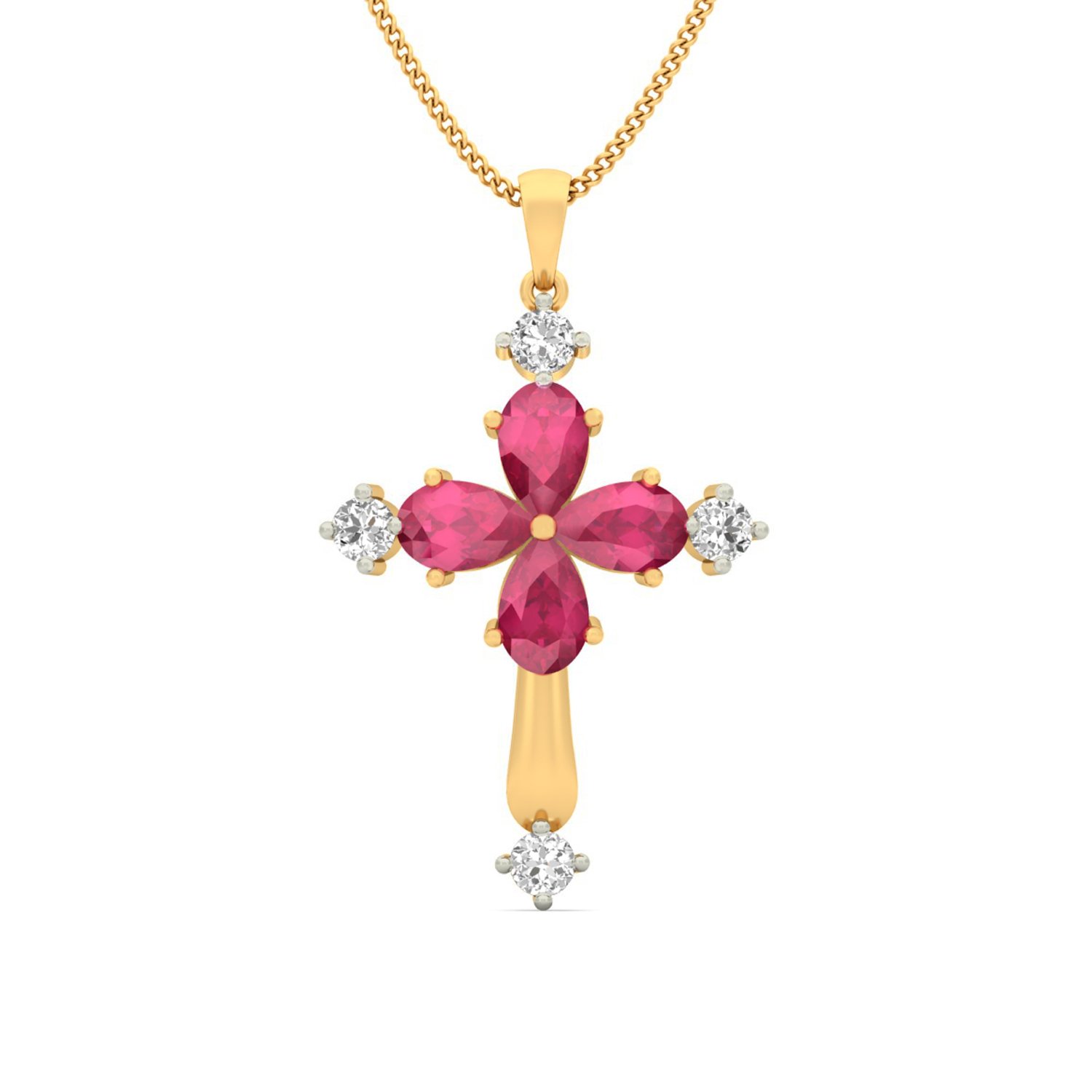 pc jeweller The Cross 18k (750) Yellow Gold and Diamond Pendant-picture-37