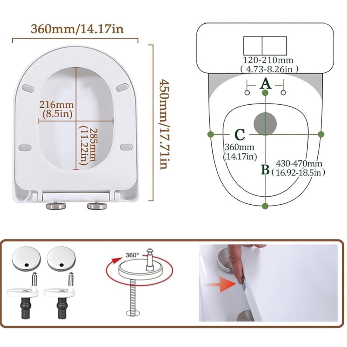 Abattant Wc Carré Blanc À Fermeture Douce À Dégagement Rapide[Y1390] - Bricolage