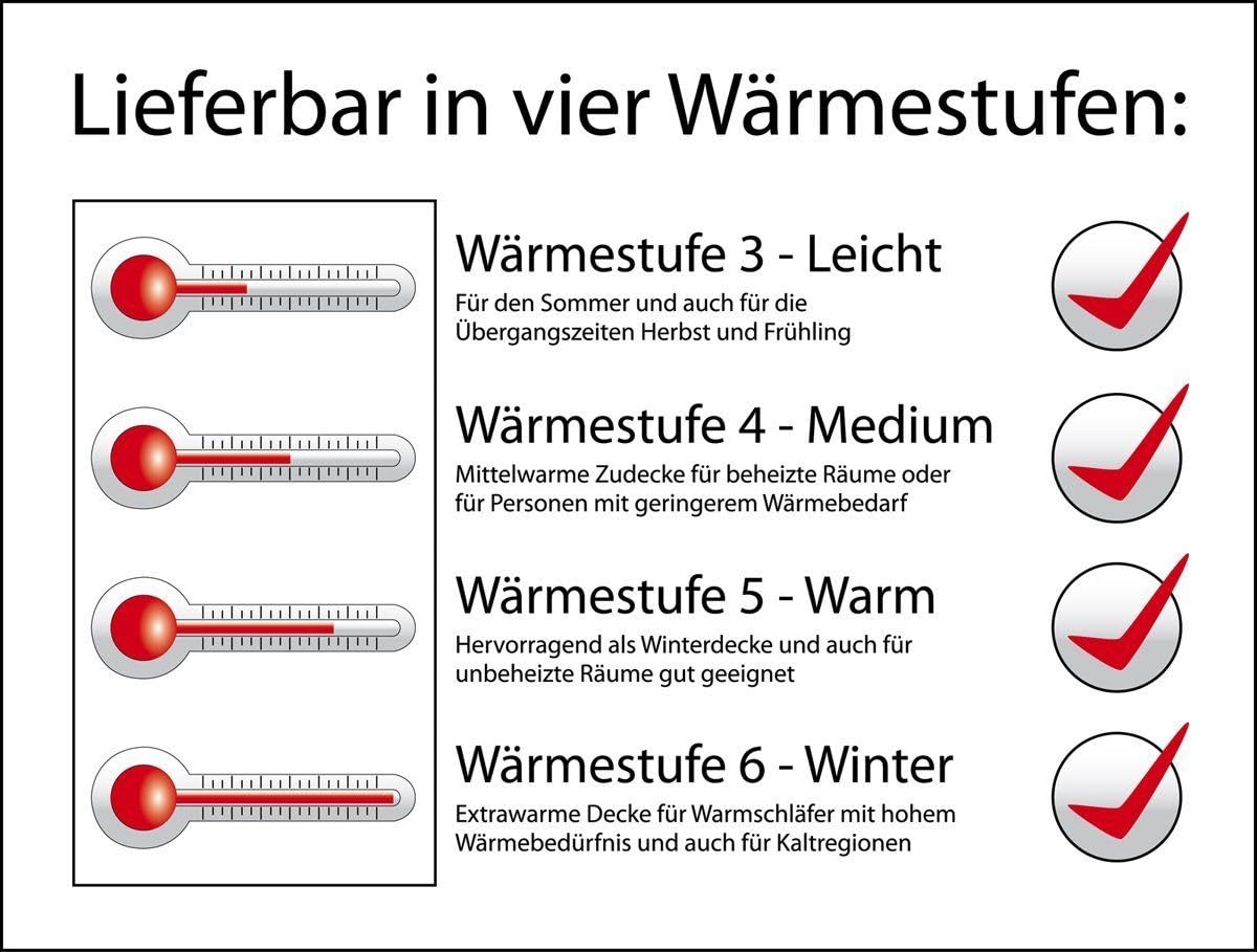 MOSCOVY W3 - LEICHT Sommer Premium Daunendecke 90% Klasse 1 Made in Germany Since 1947-135x200cm