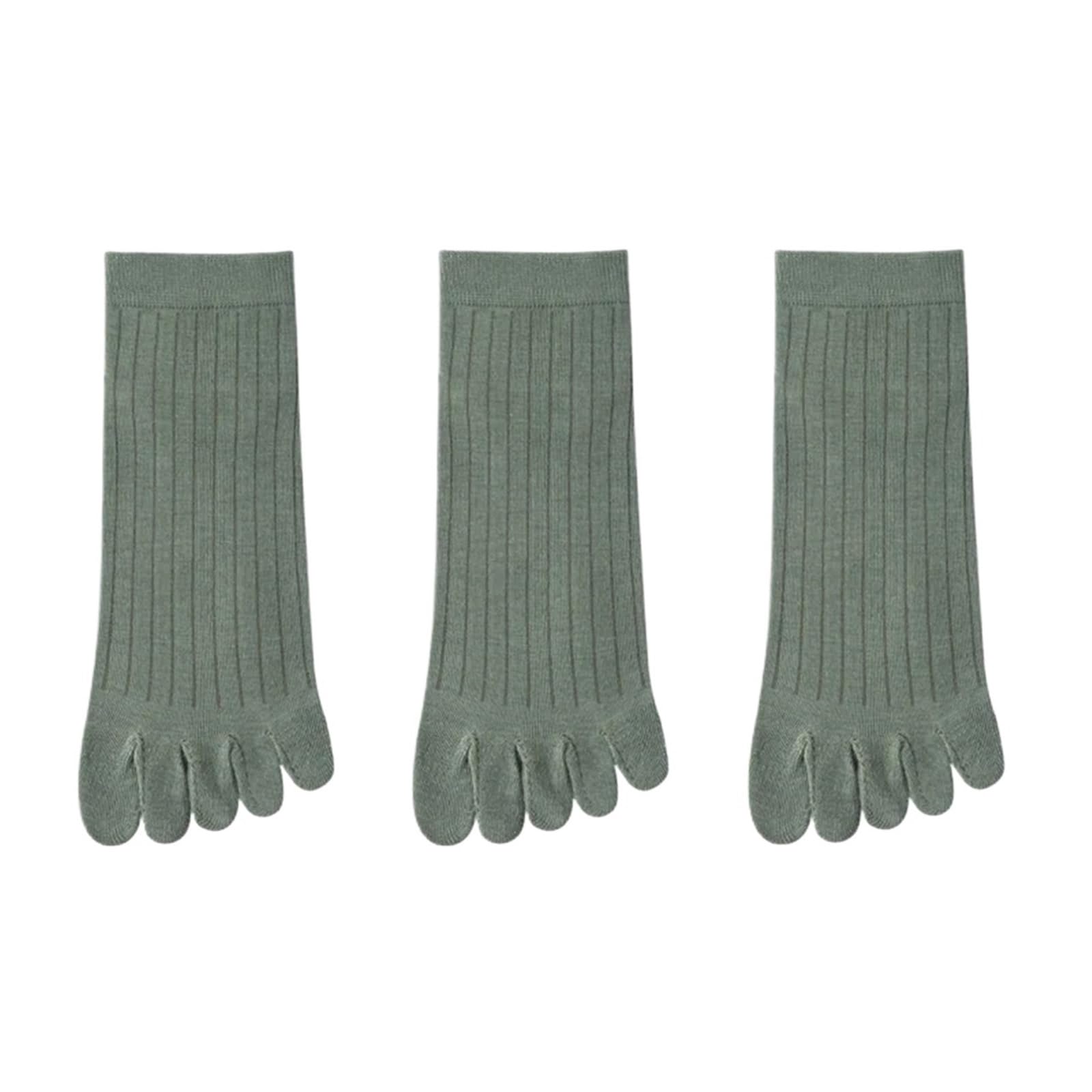 IRFHDCX Toe Socks 3/5 Pairs Five Finger Socks Breathable Ankle Short Thin Cotton Toe With Separate Fingers Sports(3 pairs Green)