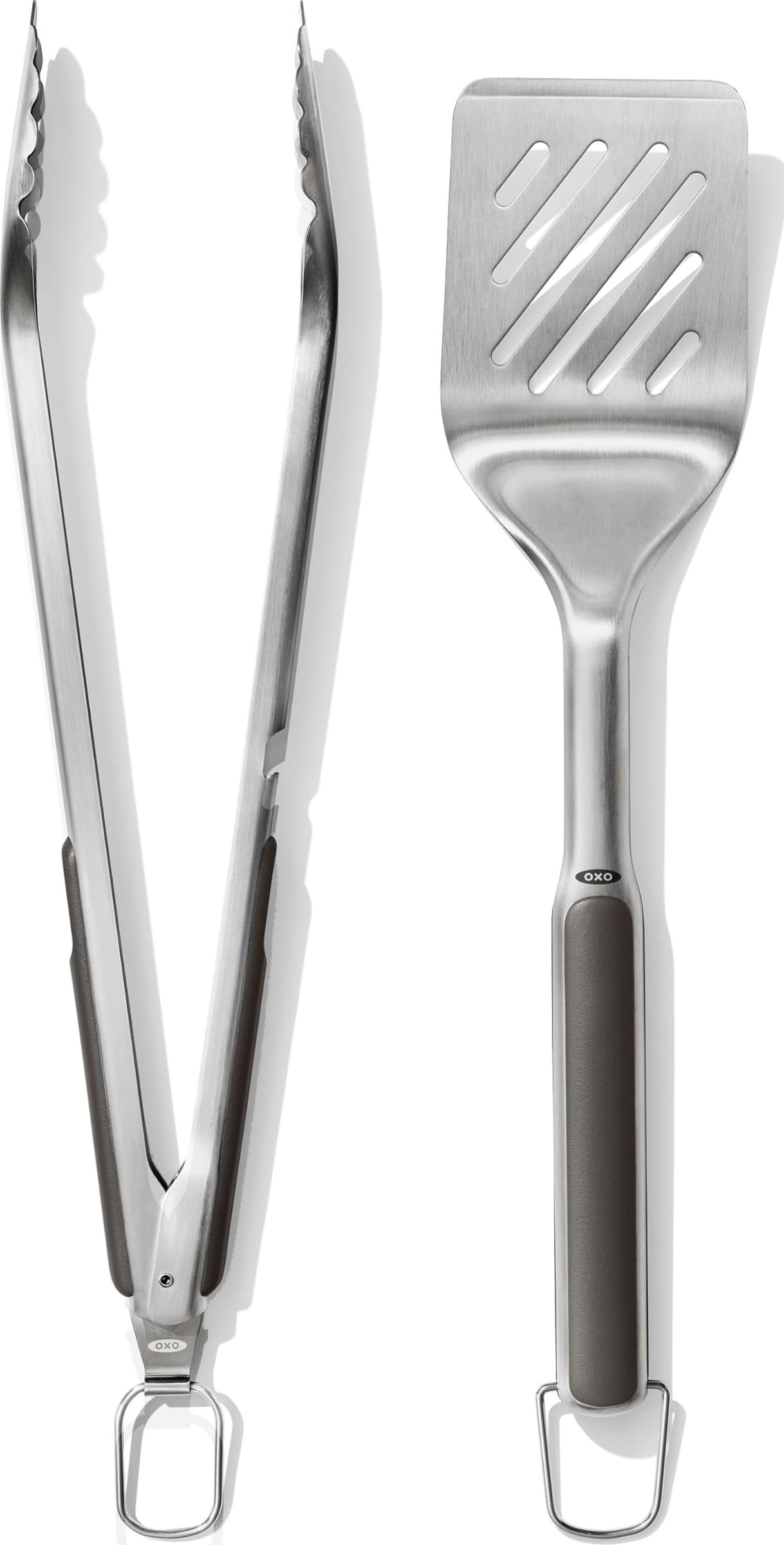 Outdoor Grilling Turner and Tongs Set | Grilling Spatula and Tongs, Beveled Head Slides Under Food, Non-Slip Grip, Hanging Ring, Ideal for Grilling & BBQ