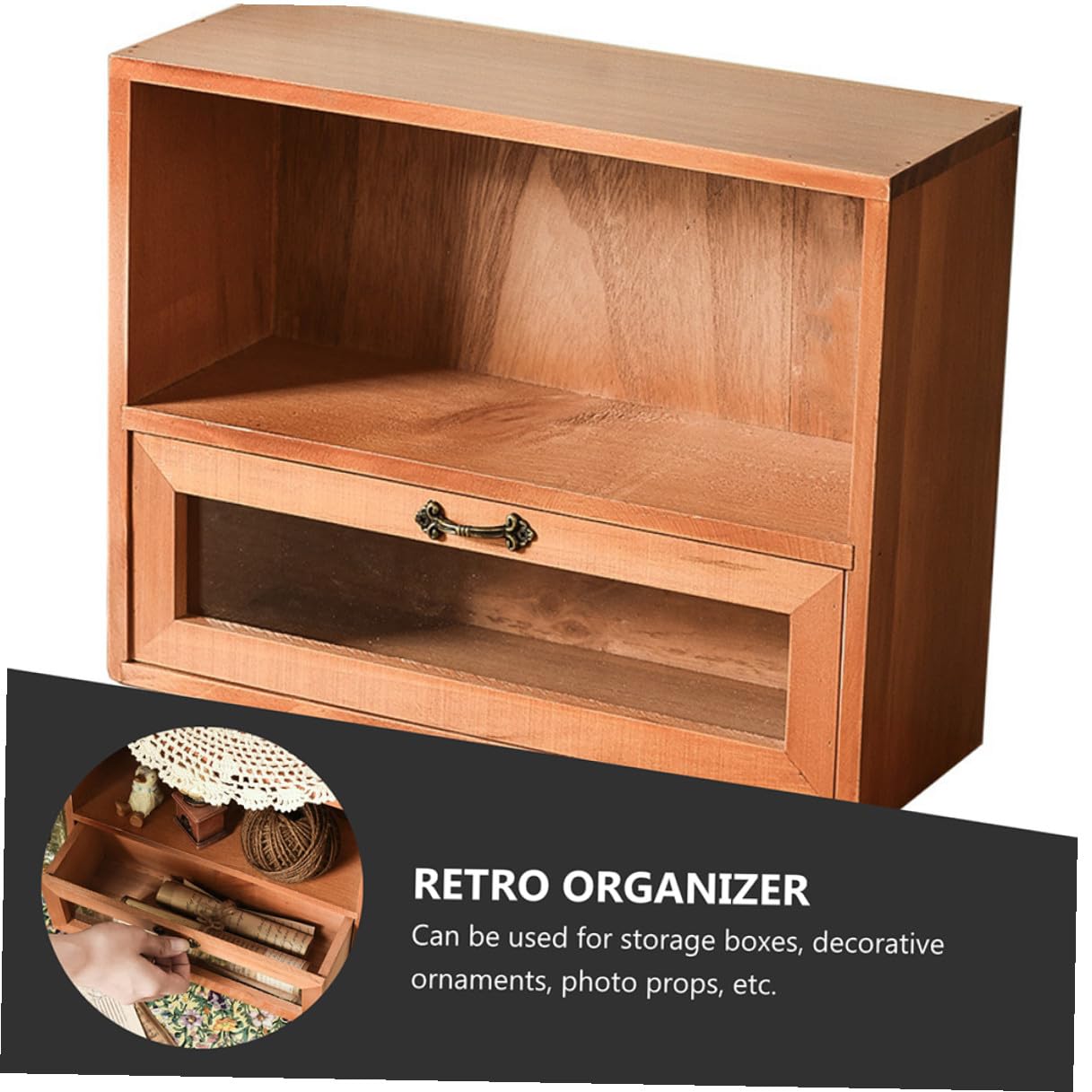 Gatuida Organizador de Cosméticos Material Duradero de Madera con Cajón y Diseño Retro Adecuado para Dormitorios y Accesorios de Maquillaje